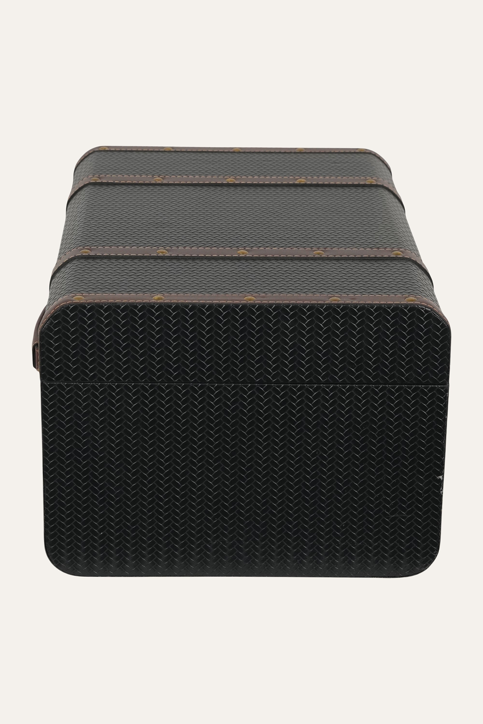 vintage leather wrapped storage chest