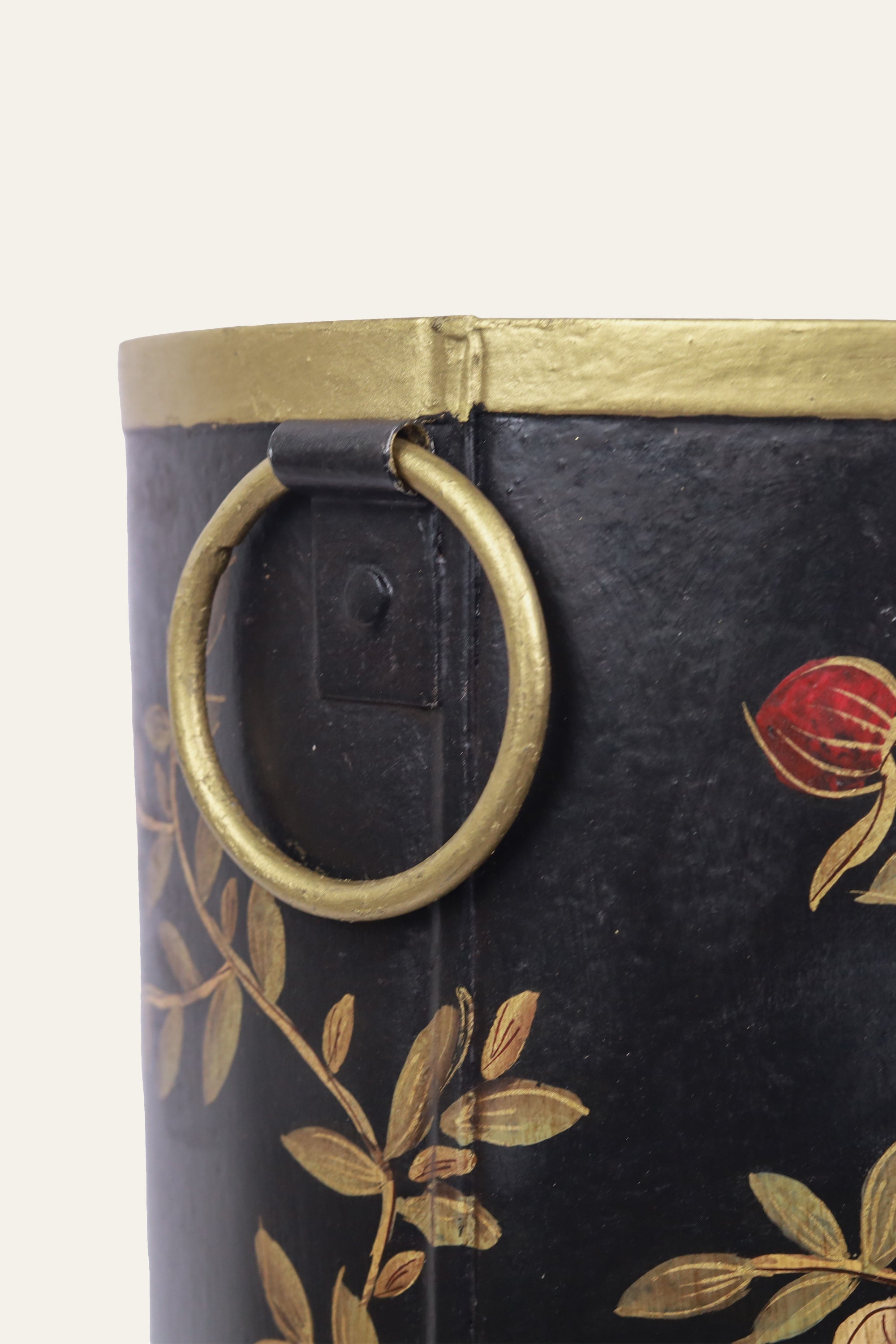 vintage style floral metal storage bin