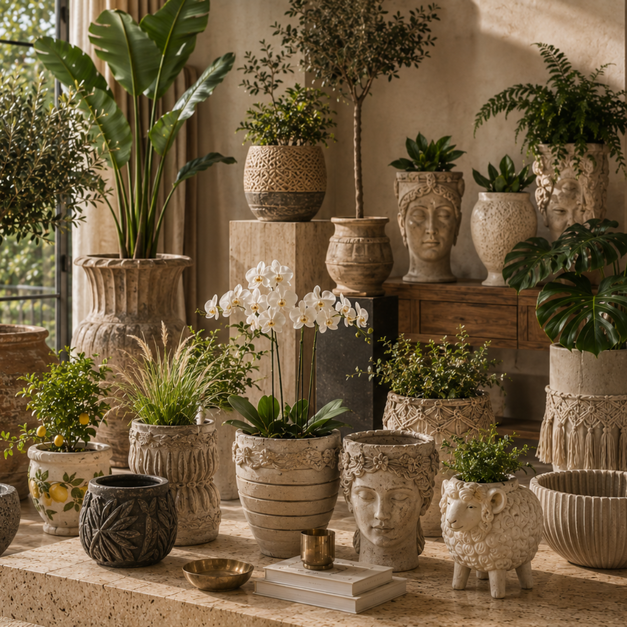 Luxury Terracotta & Cement Planters Collection Fusion Furnishing