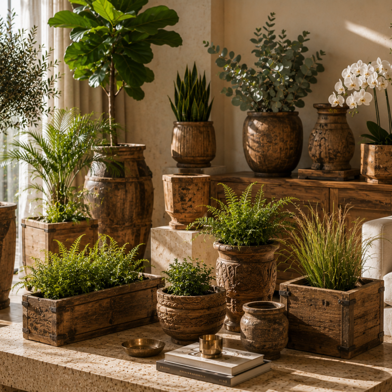 Luxury Wood Planters Collection Fusion Furnishing