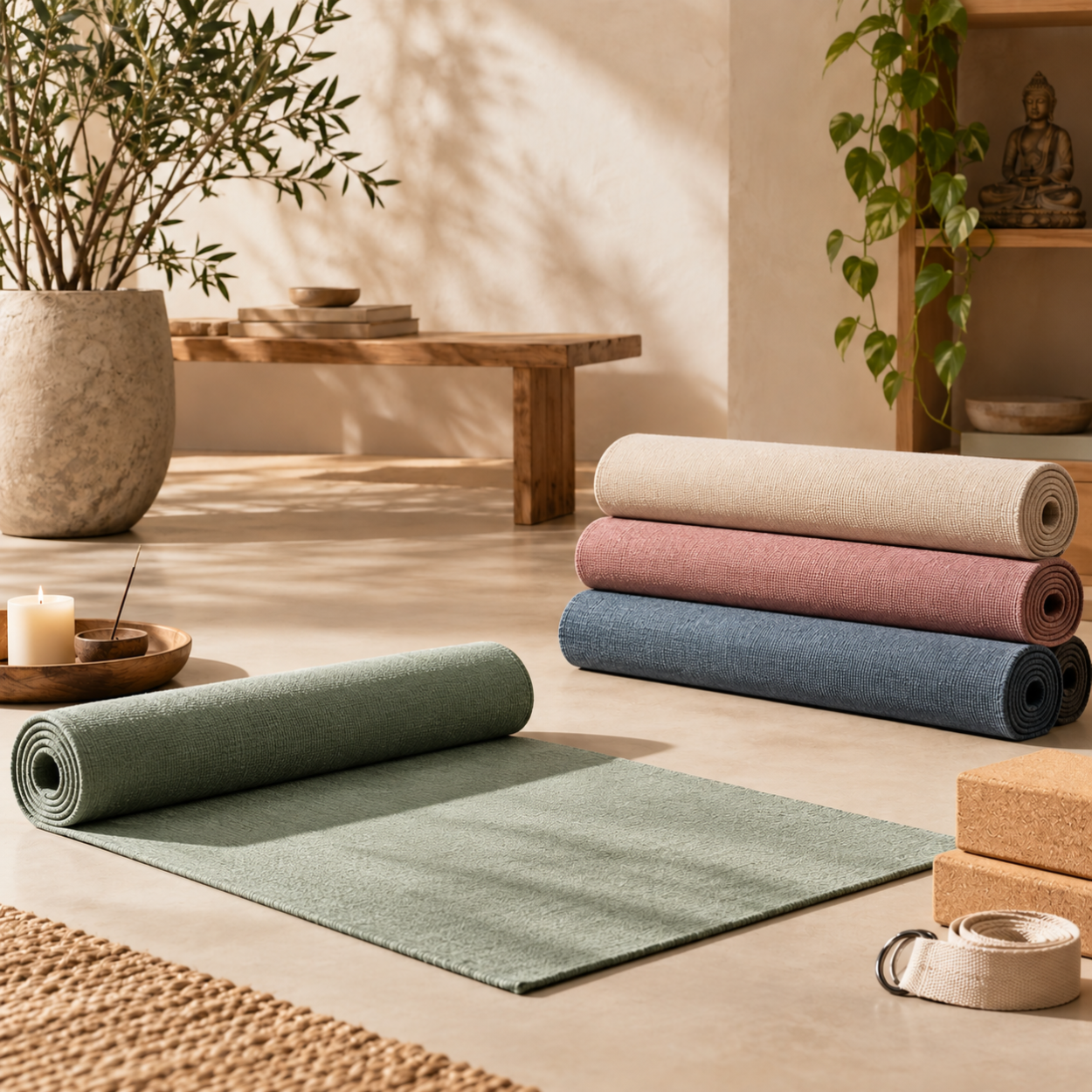 Solid Cotton Yoga Mats - Fusion Furnishing
