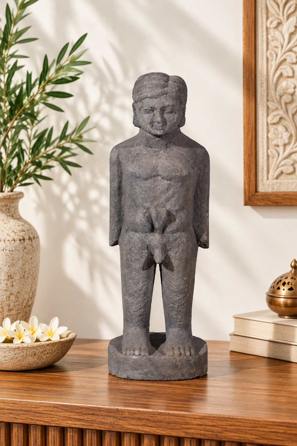 Standing Man Figure in Grey Patina Finish