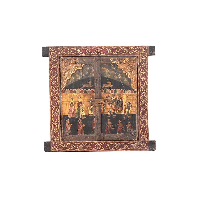 "Mughal Majesty in Wood: Artistry of Courtly Life"