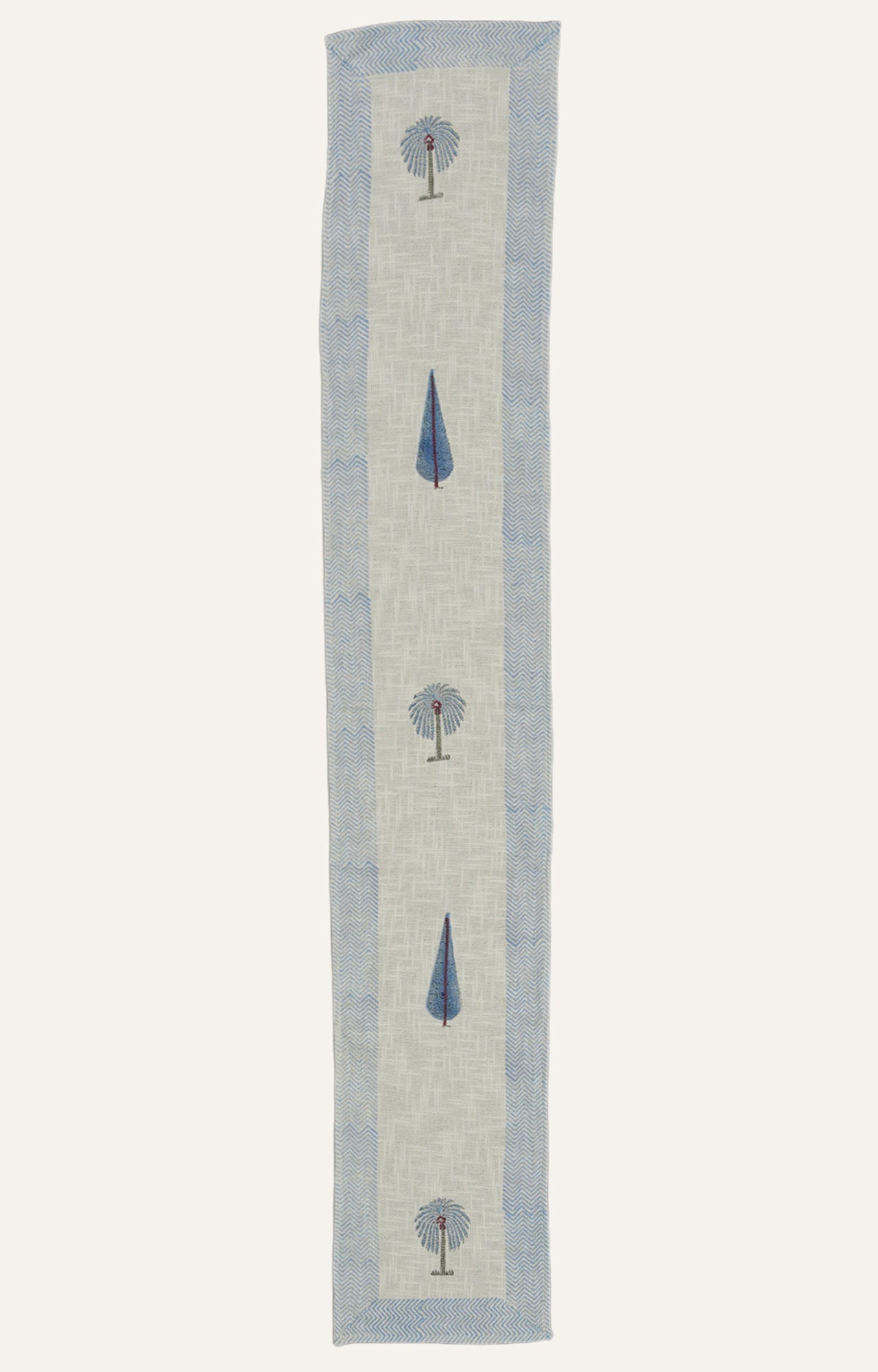 Garden Stroll: Blue Hand block Printed Table Runner