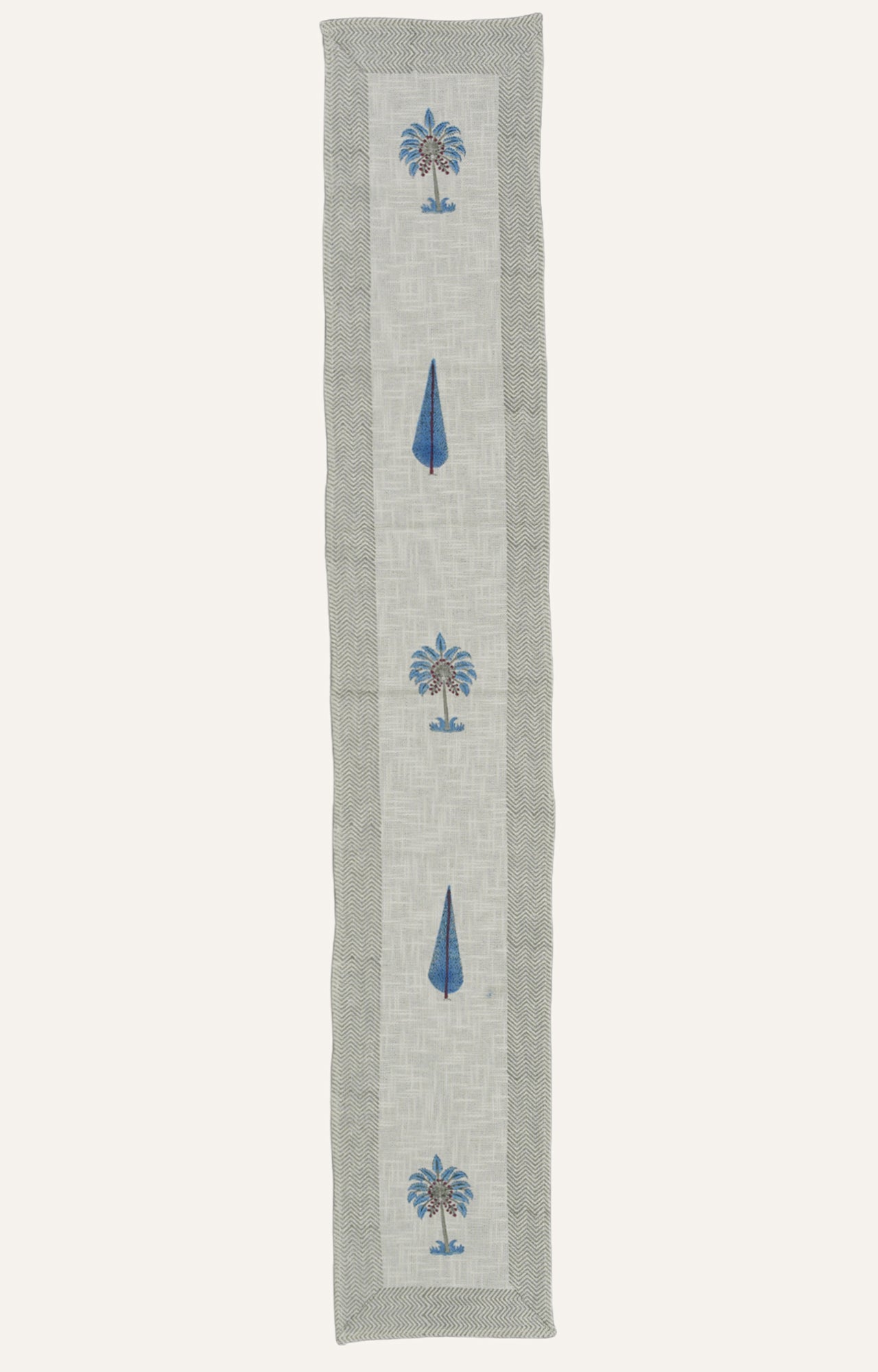 Garden Stroll: Blue Handblock Printed Table Runner