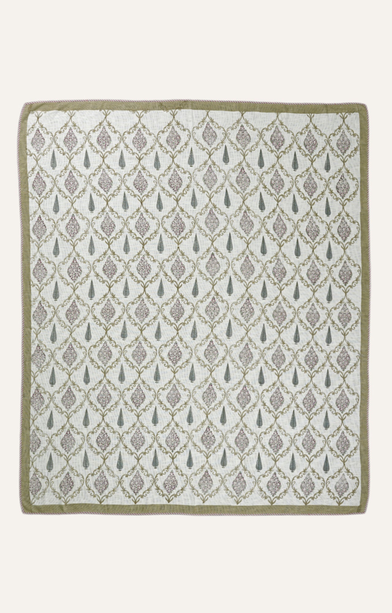 Jaipuri Floral Bed Cover in Muted Tones (Set of 3)