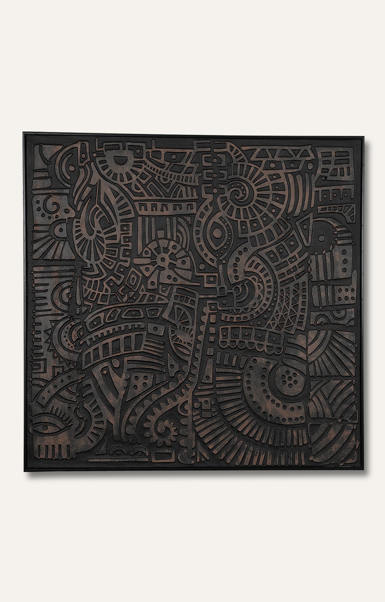 Black Abstract 3D Art Relief on Canvas