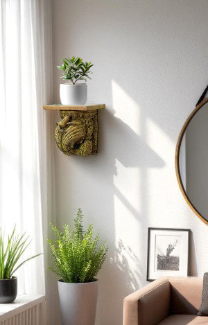 Hand-Carved Wooden Bracket with Leaf Moti