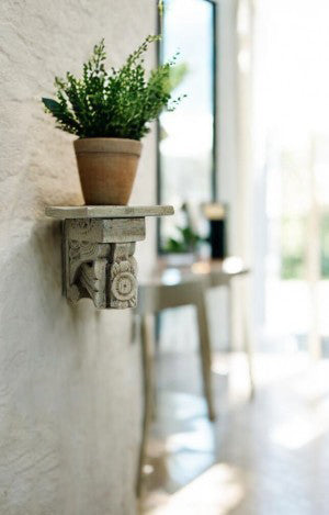 Light Coloured Hand-Carved Wooden Wall Bracket