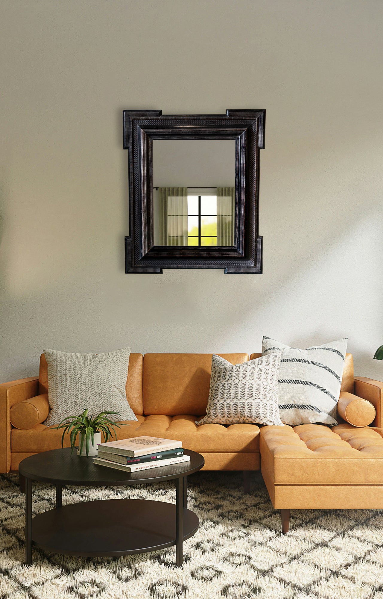 Solid Acacia Black Wood Wall Mirror