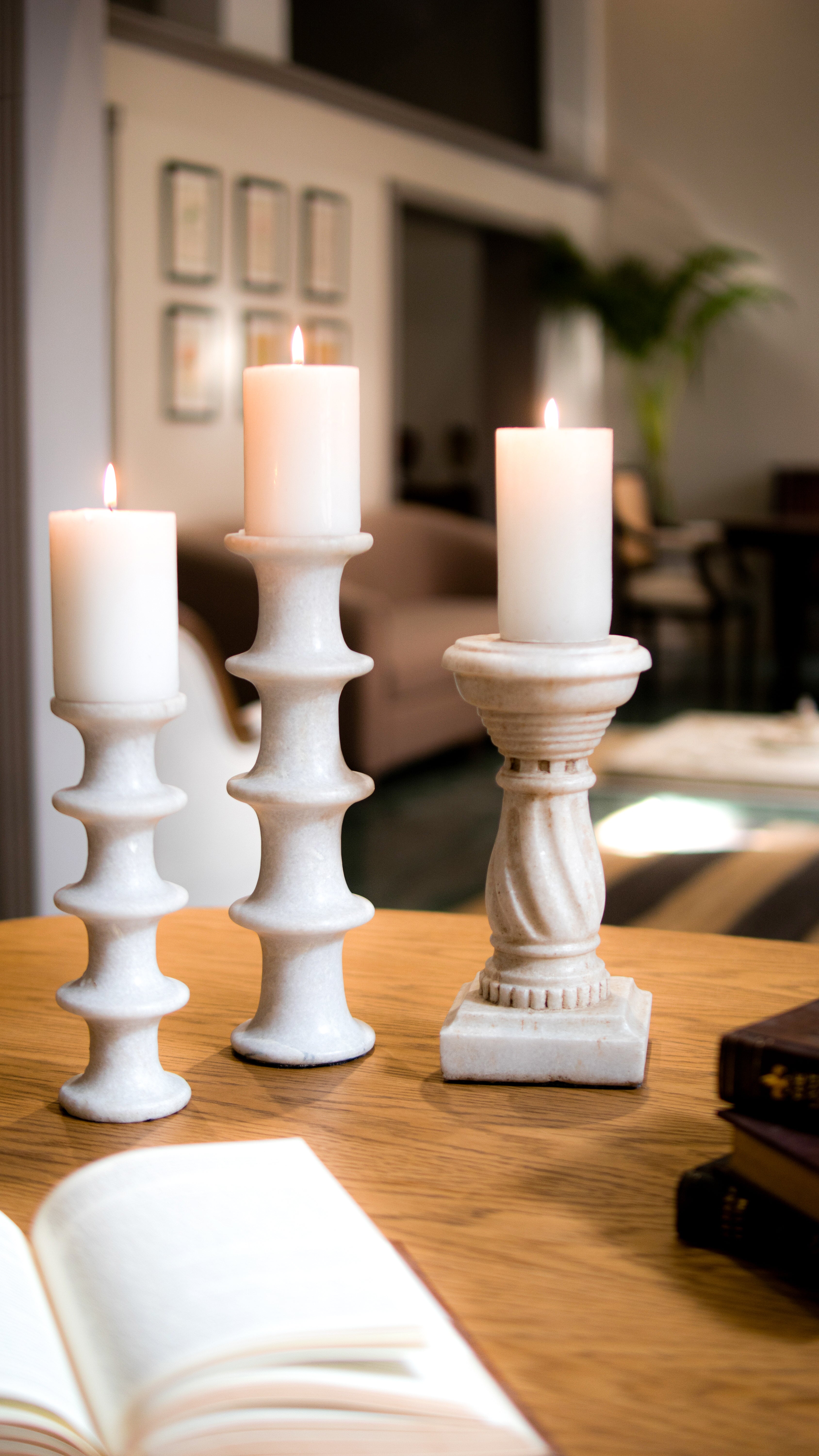 White Marble Candle Holder