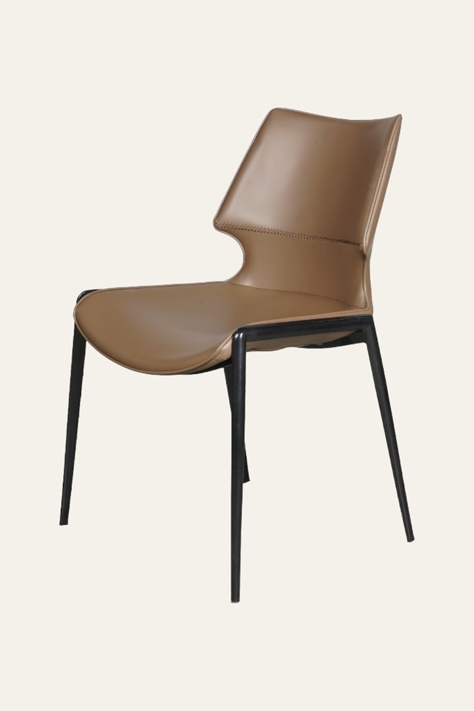 Black Frame Tan Upholstered Arm Chair
