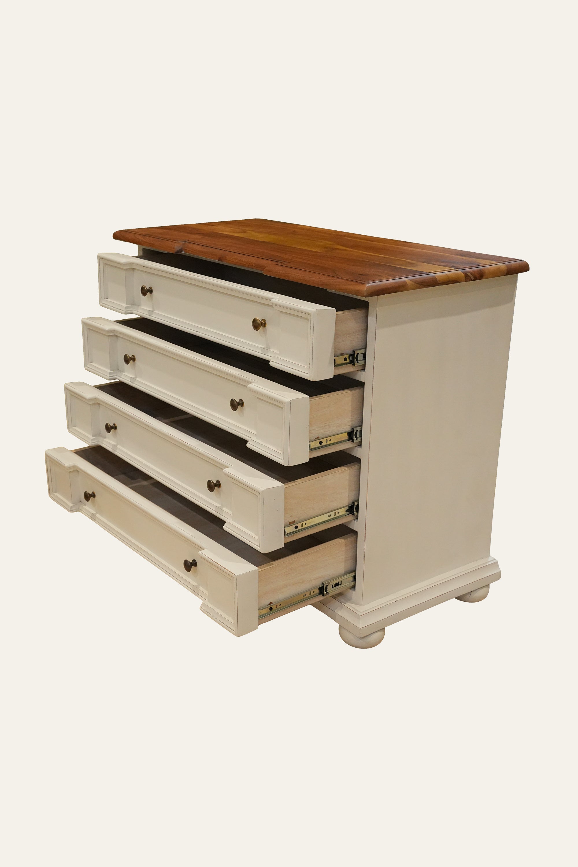 Dual Toned Storage Chest of Drawers with Brown Top