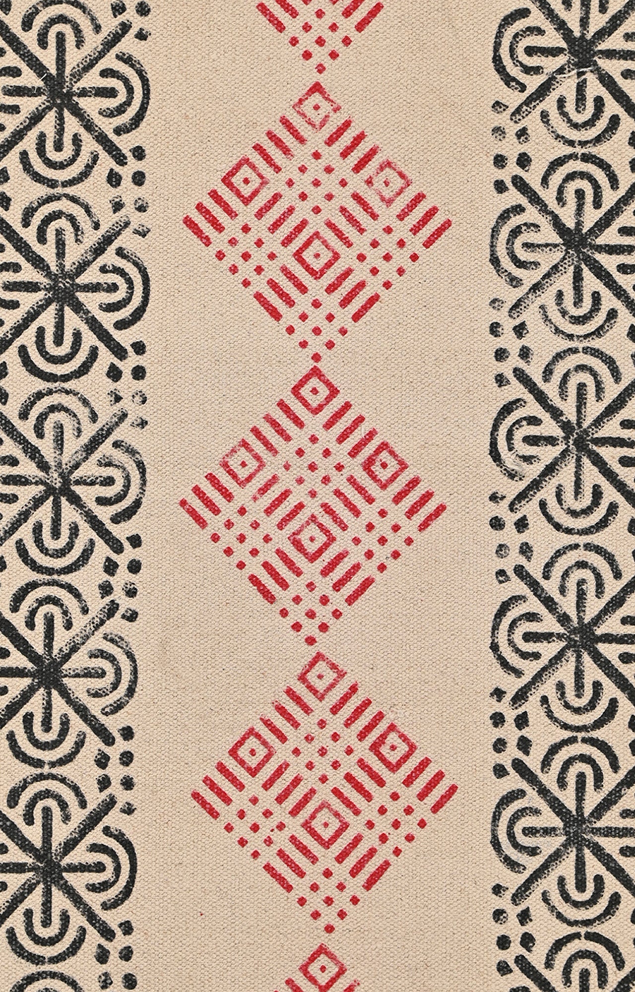 Geometric Folk Motif Cotton Rug
