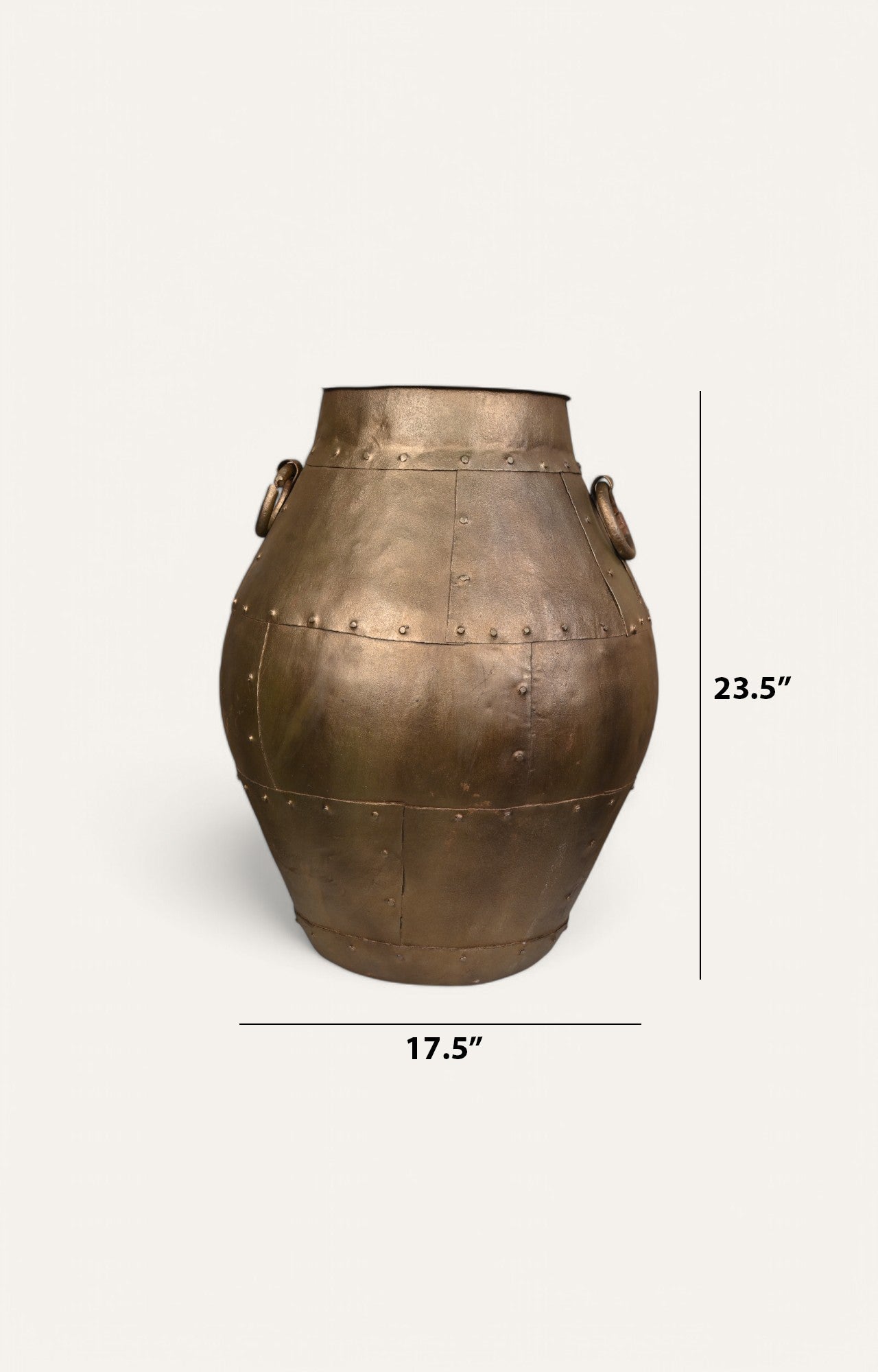 Tall Metal Vase with Brass Finish
