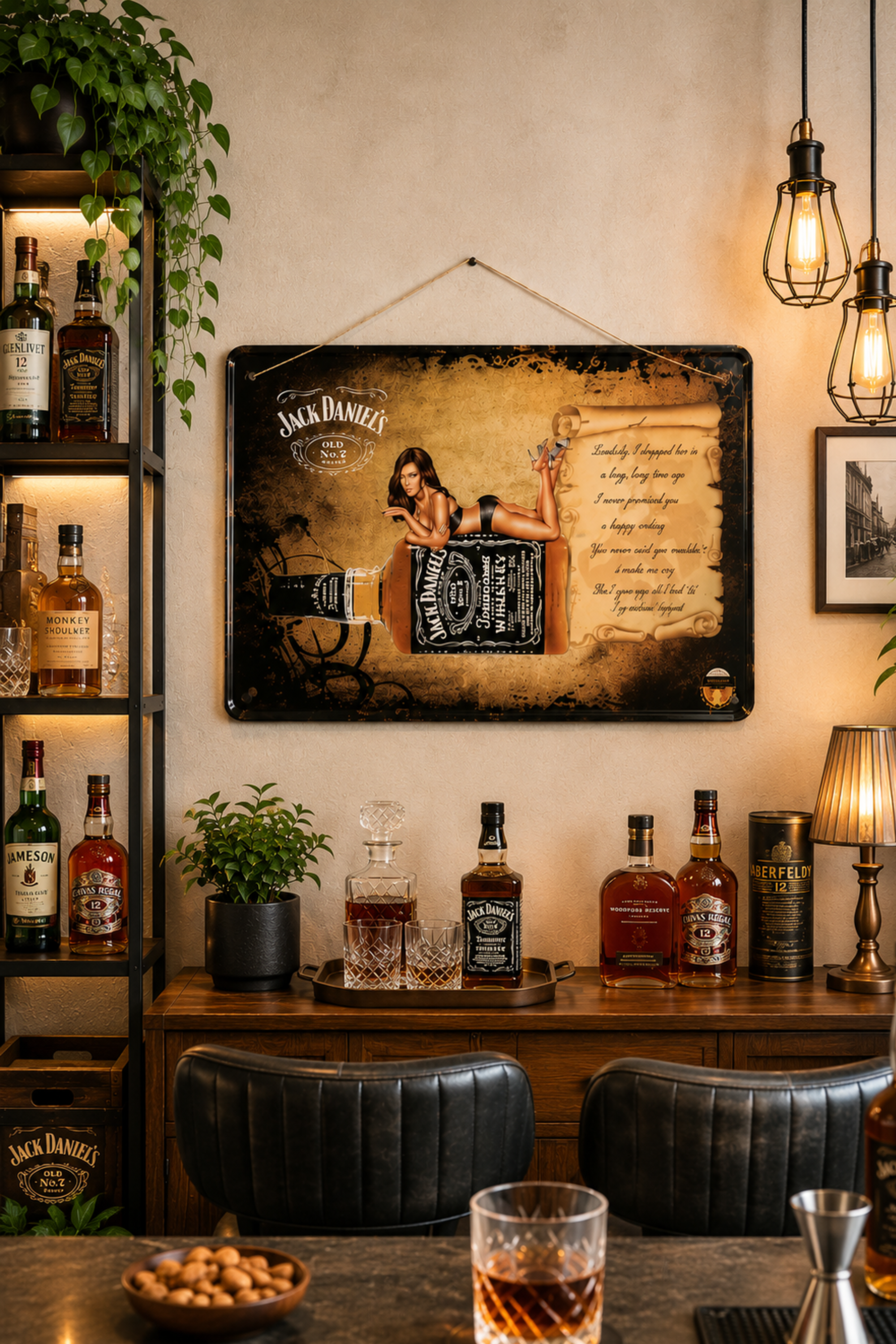 Jack Daniel Pin Up Whiskey Vintage Metal Wall Sign