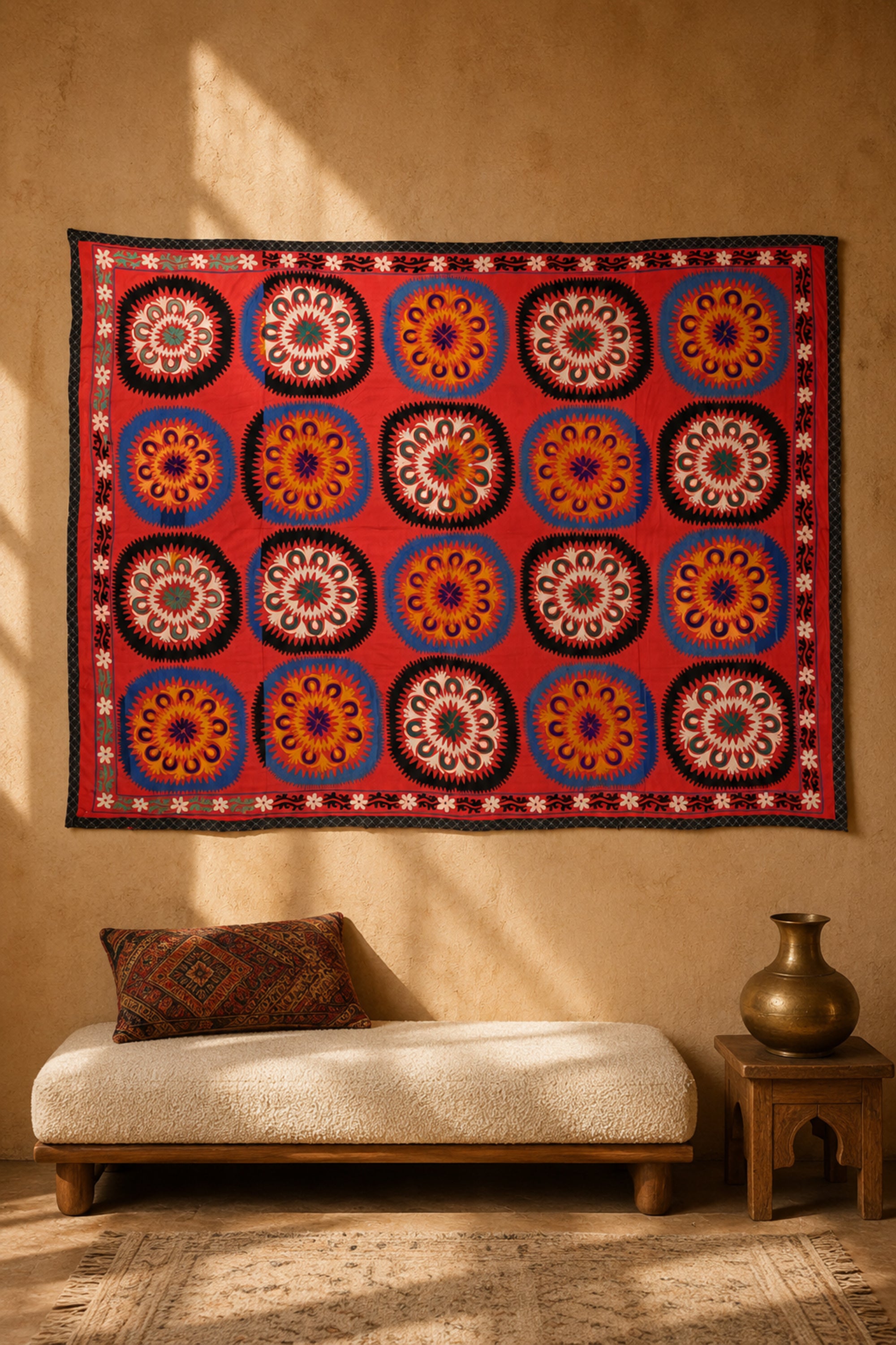 Concentric Medallion Suzani Wall Tapestry