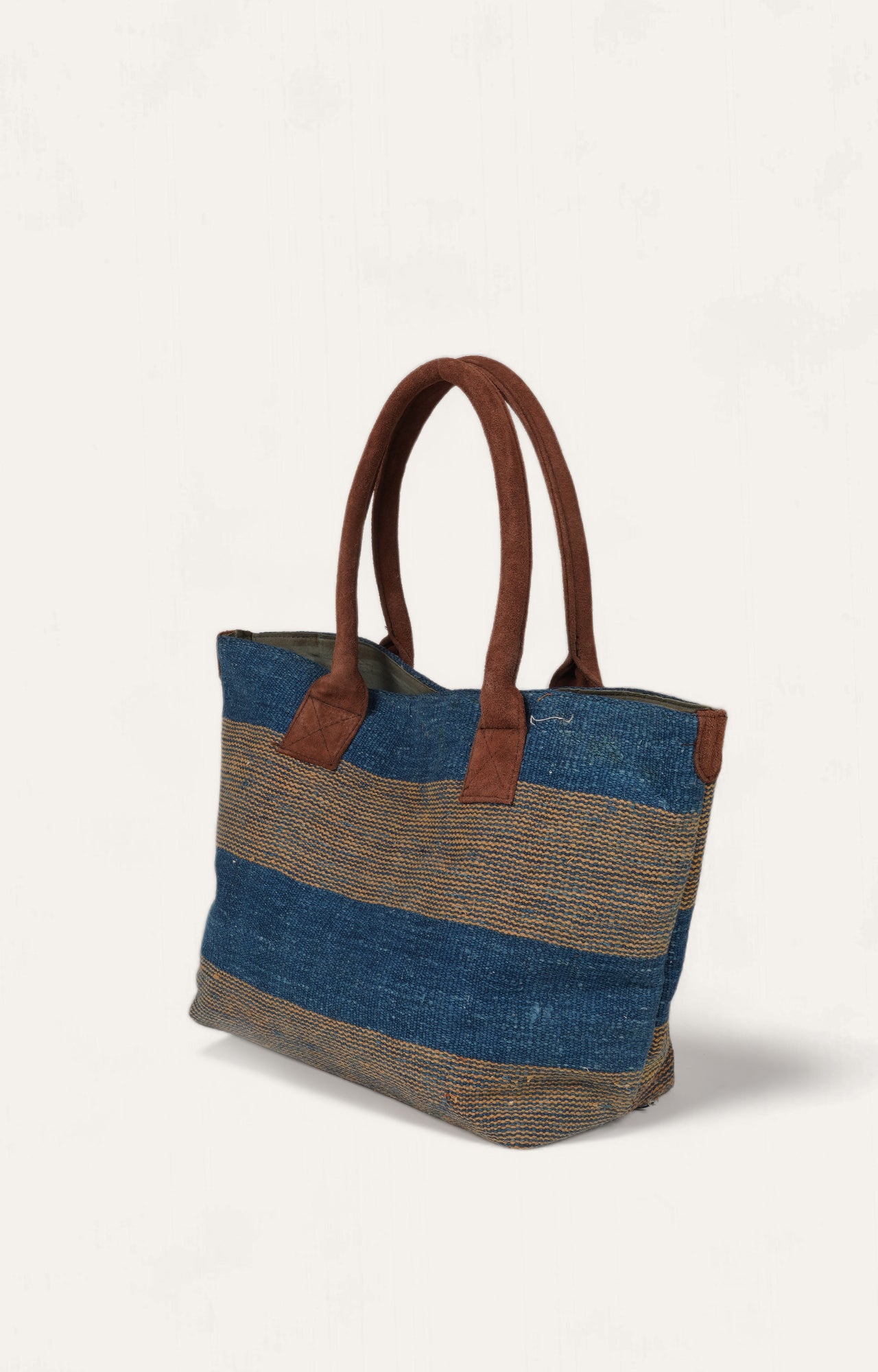 Blue Striped Cotton Tote Bag