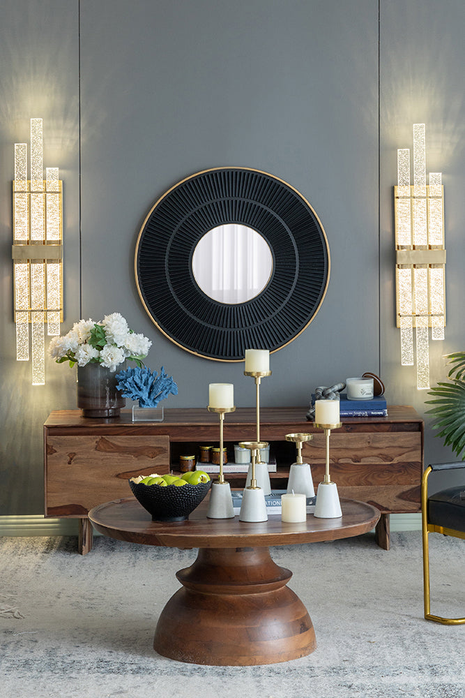 Metal Candle Holder with a Marble Base - Medium