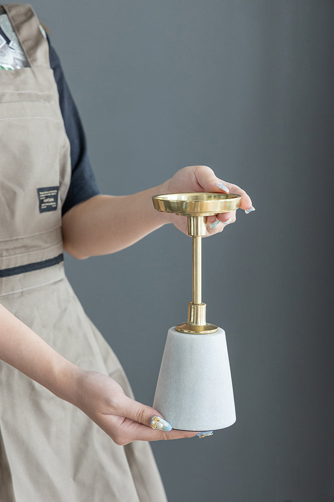 Metal and Marble Candle Holder - Small