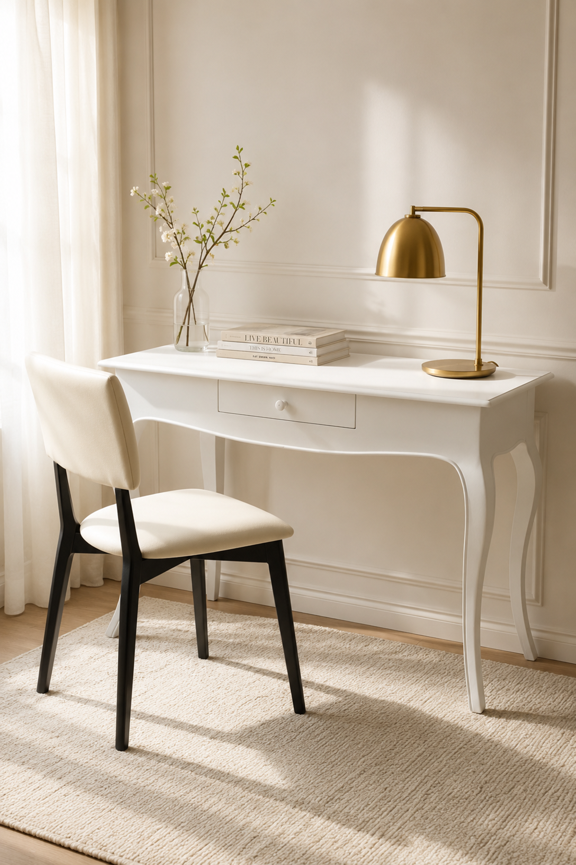 White French Provincial Style Writing Desk with Drawer