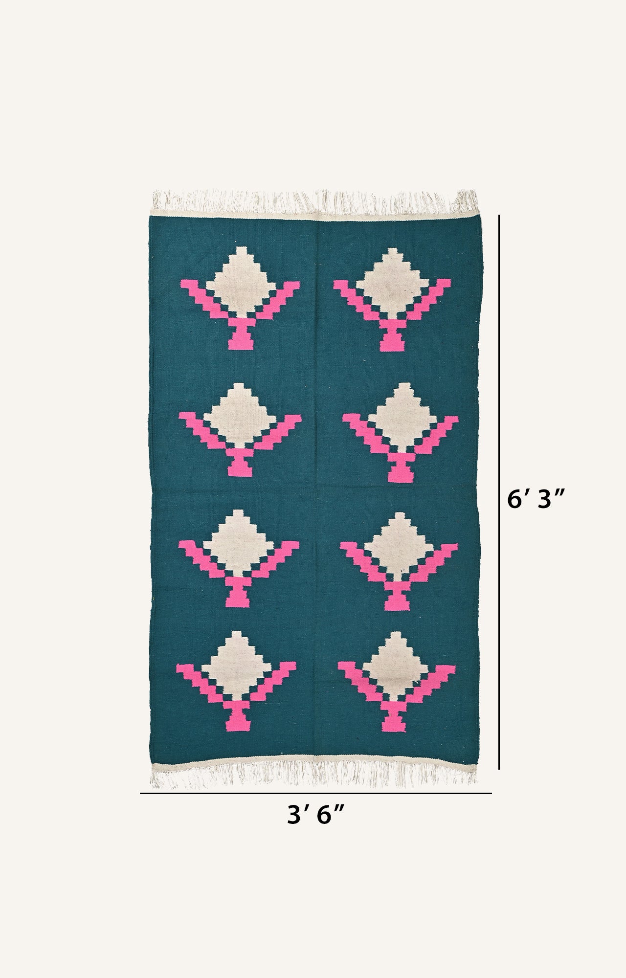 Punjabi Dhurrie with Diamonds Motifs