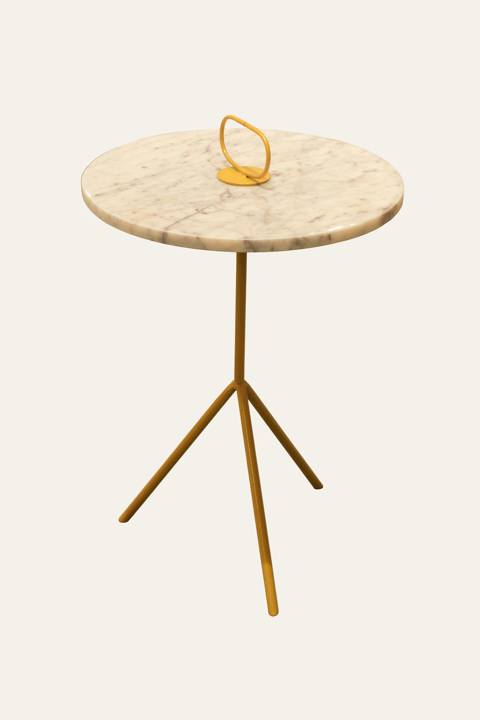 Round Marble Side Table with Gold Tripod Base