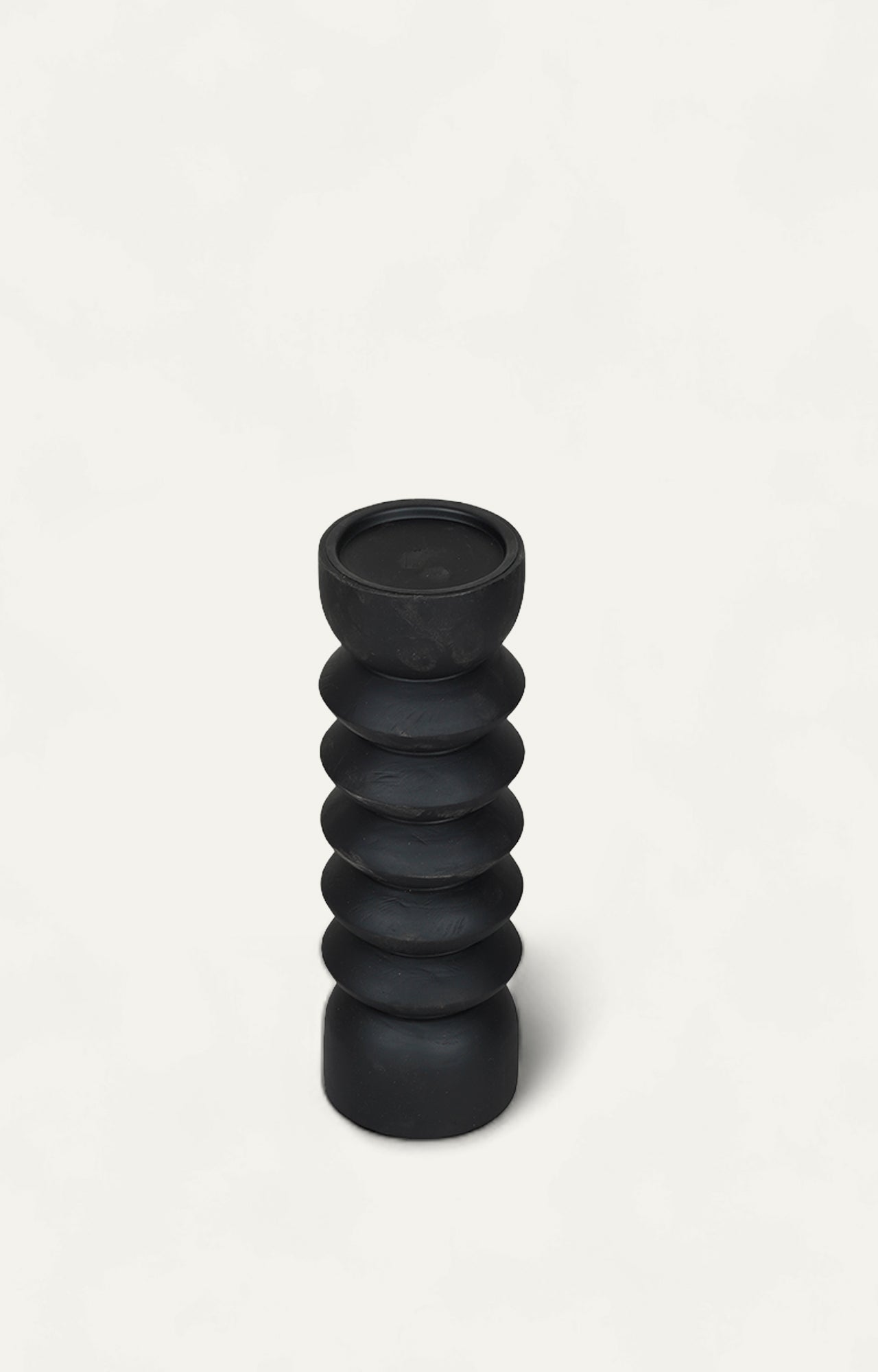 Sleek black wooden Cylinder Candle Stand