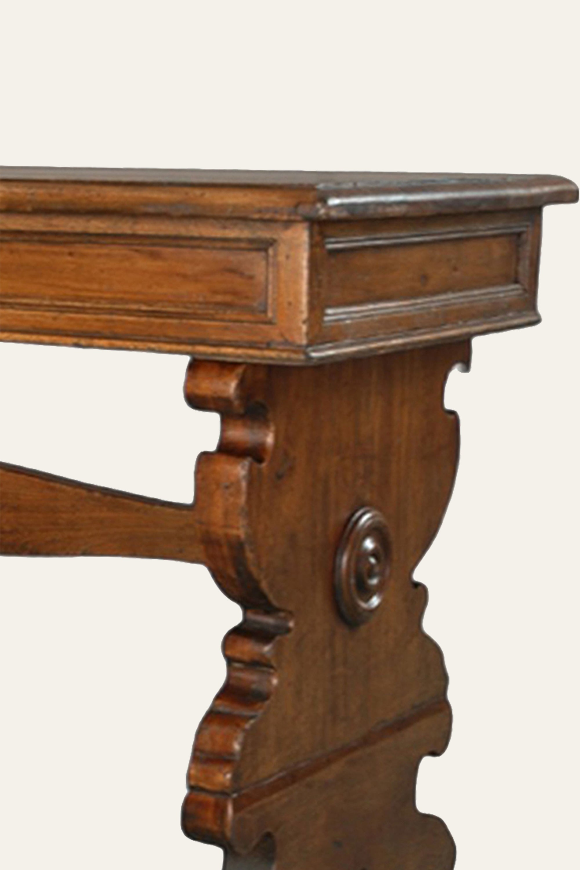 Italian Style Trestle Wooden 1-Drawer Study Table