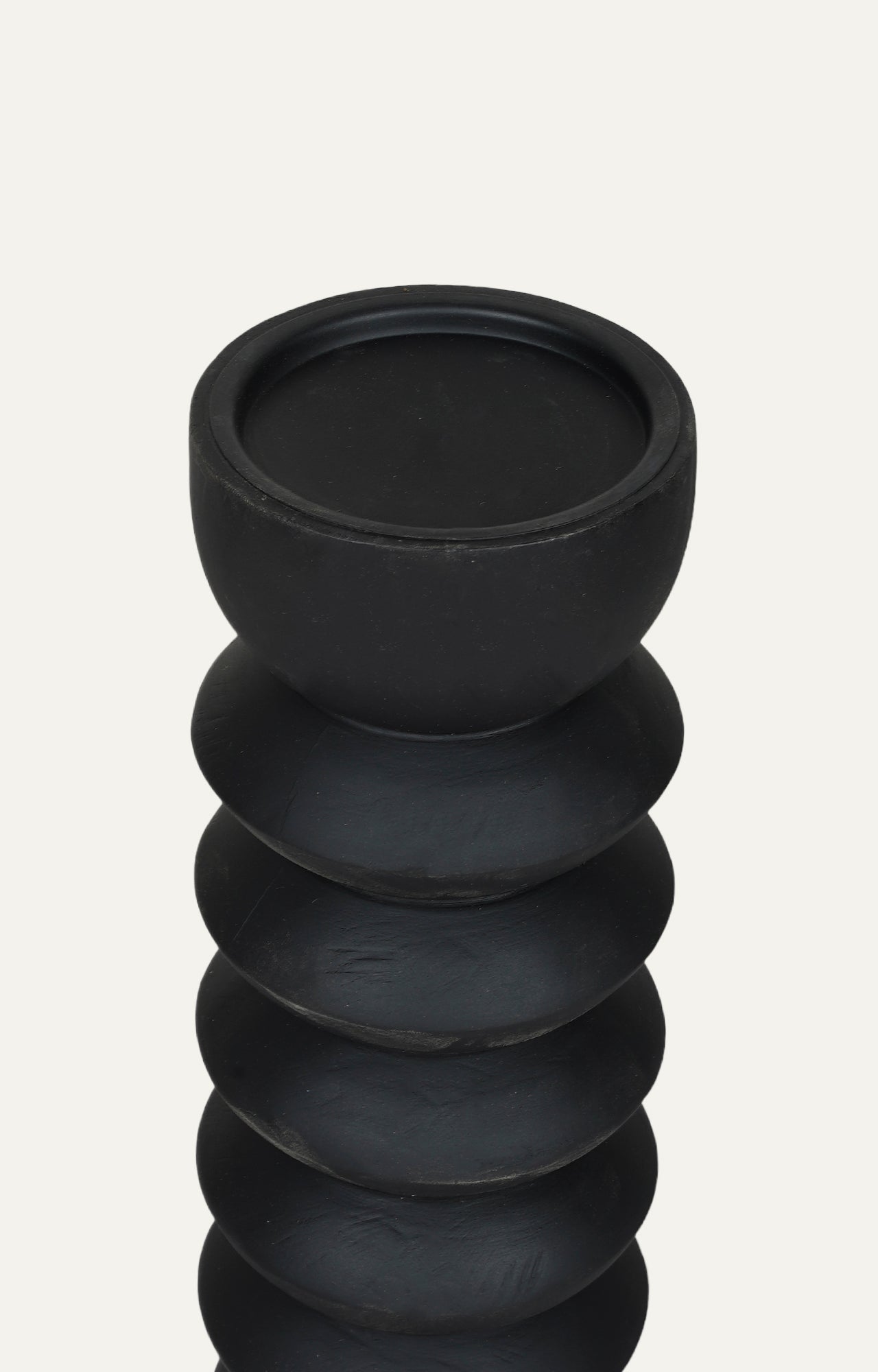 Sleek black wooden Cylinder Candle Stand