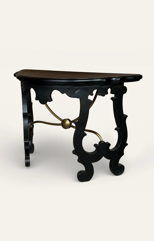 Black Lacquer Demilune Console