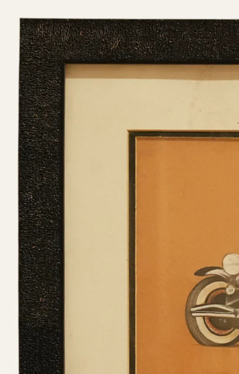 Framed artwork of a motorcycle