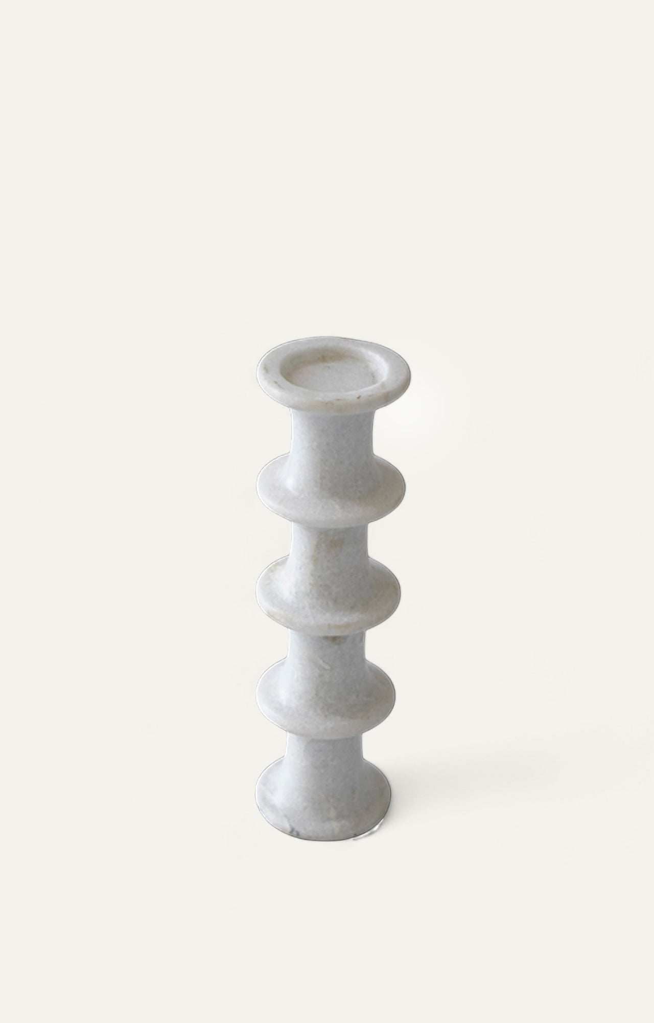 White Marble Candle Holder: Modern Geometric Design