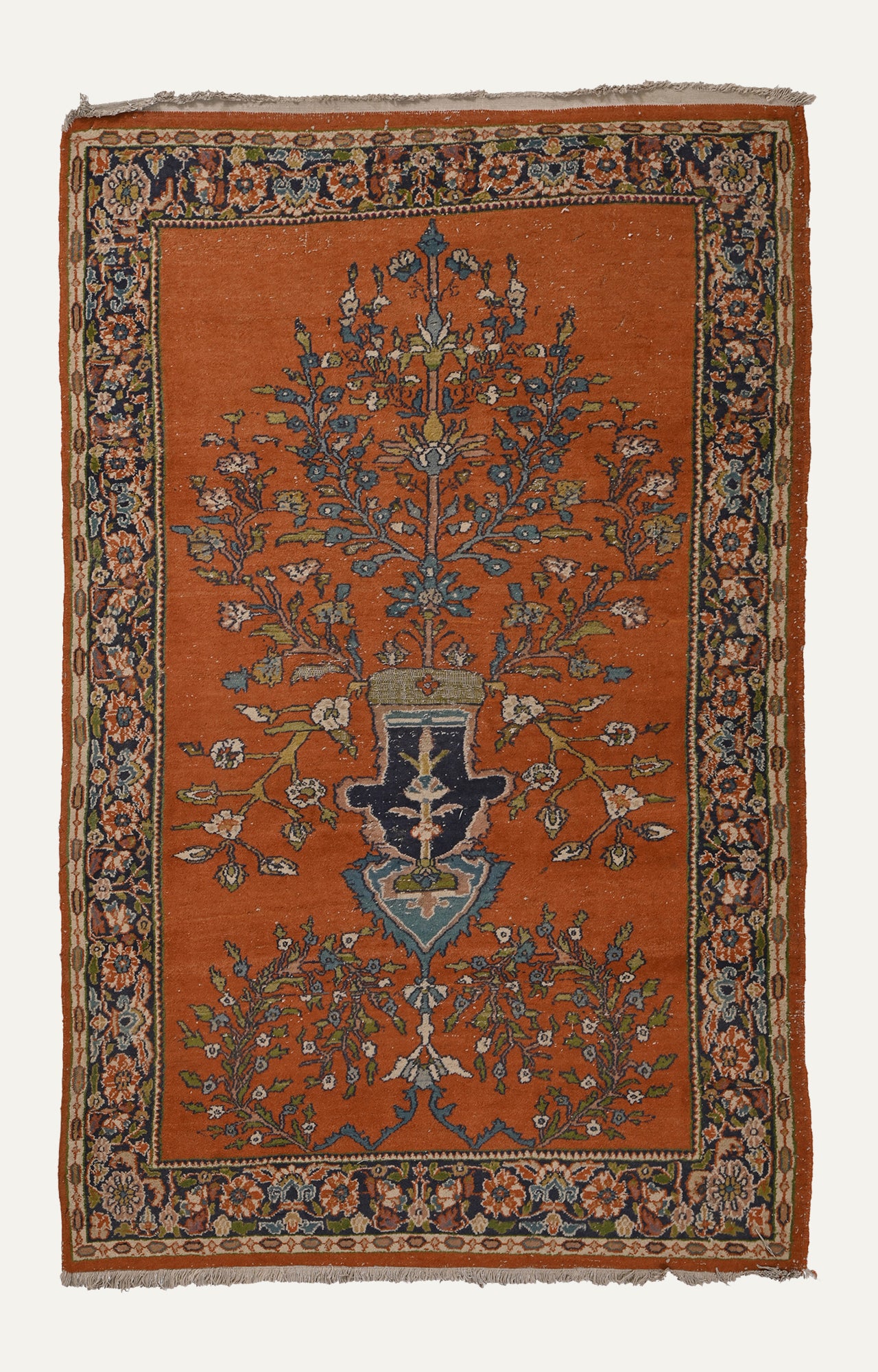 3 x 5 Ft Ochre colored 100 year old carpet