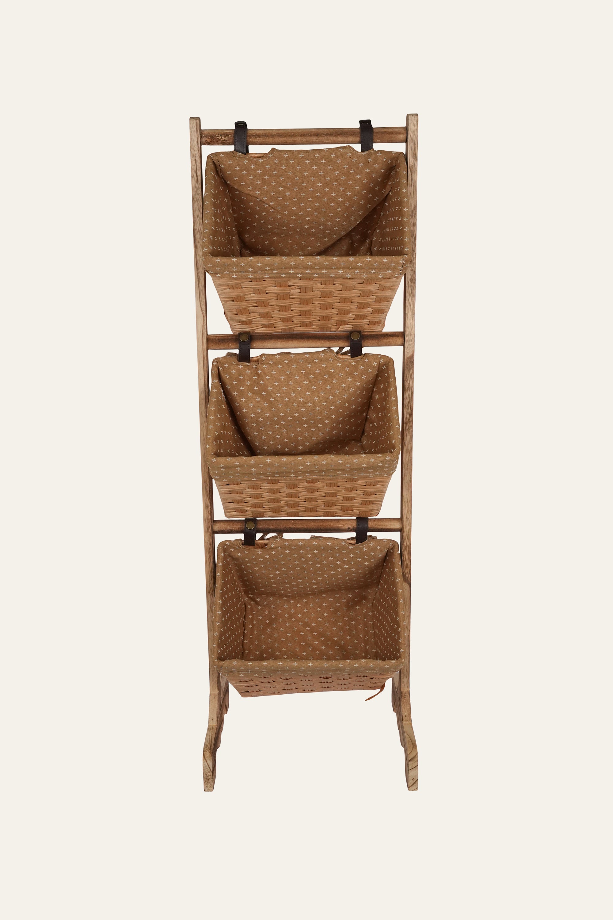 3-Tier Wooden Storage Basket Organiser for Homes
