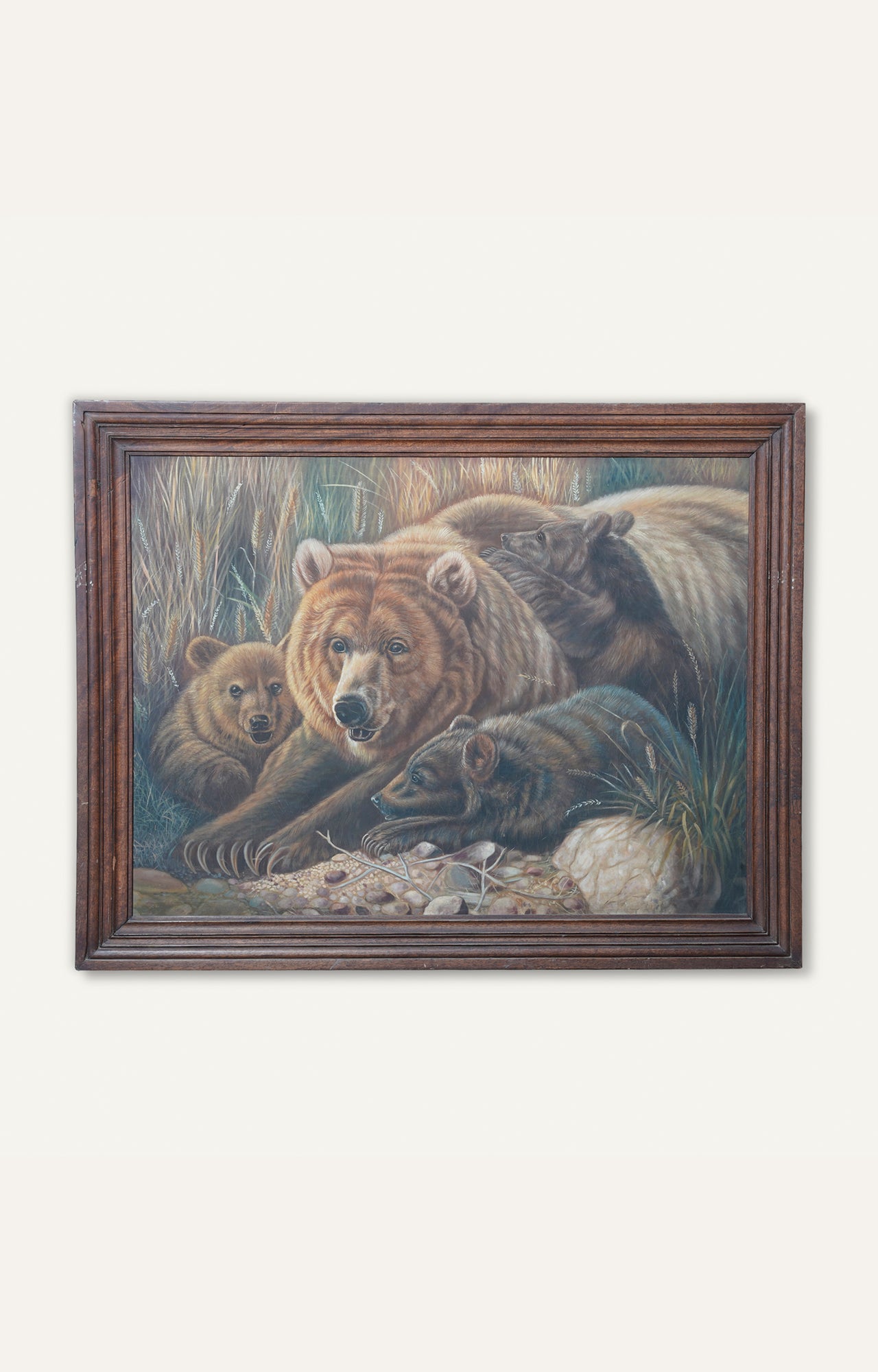 Bear Hug: Mama Bear Protects Her Cubs in the Wild - Wall Art