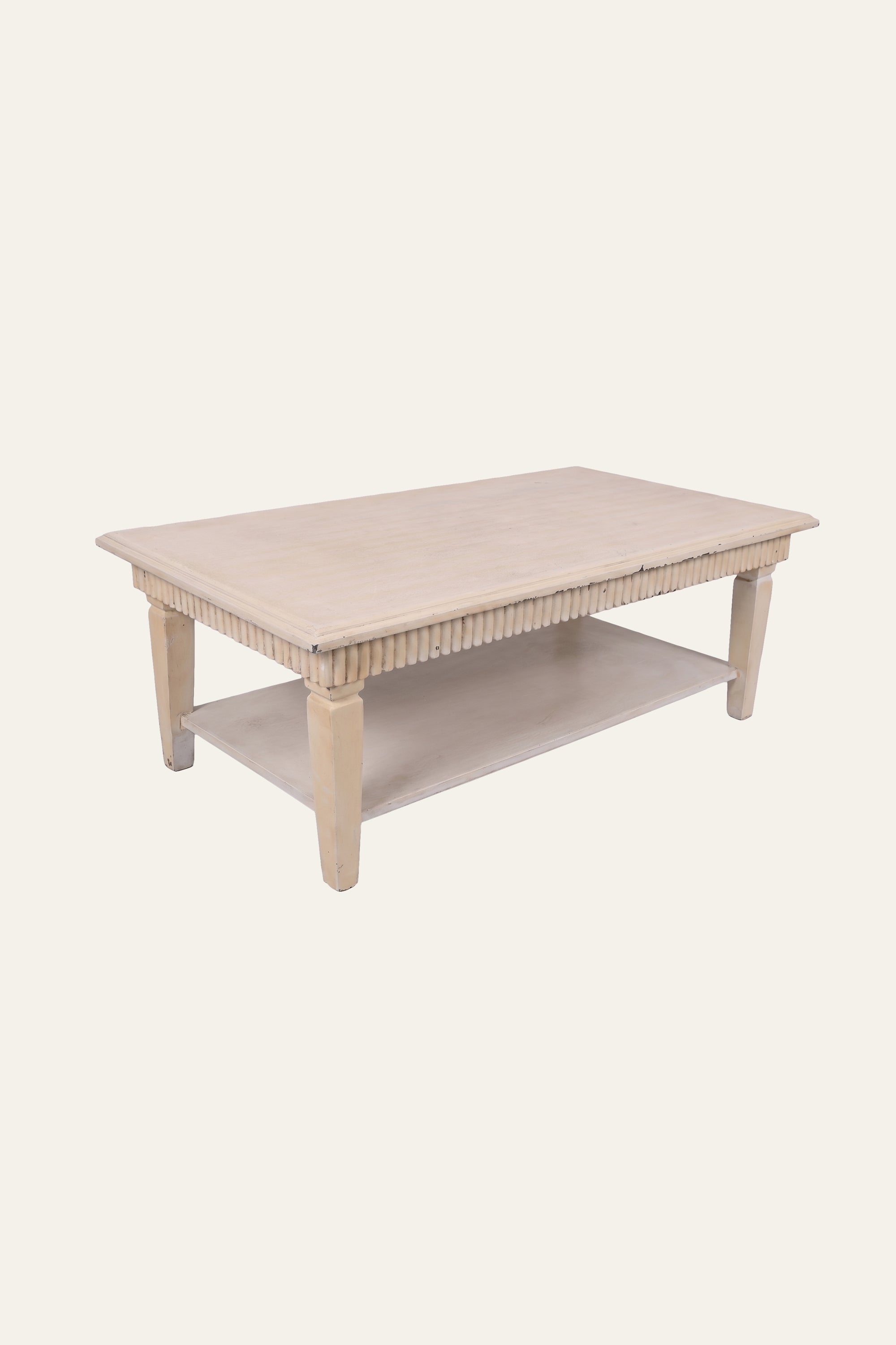Rectangular Wooden Coffee Table with Storage Shelf