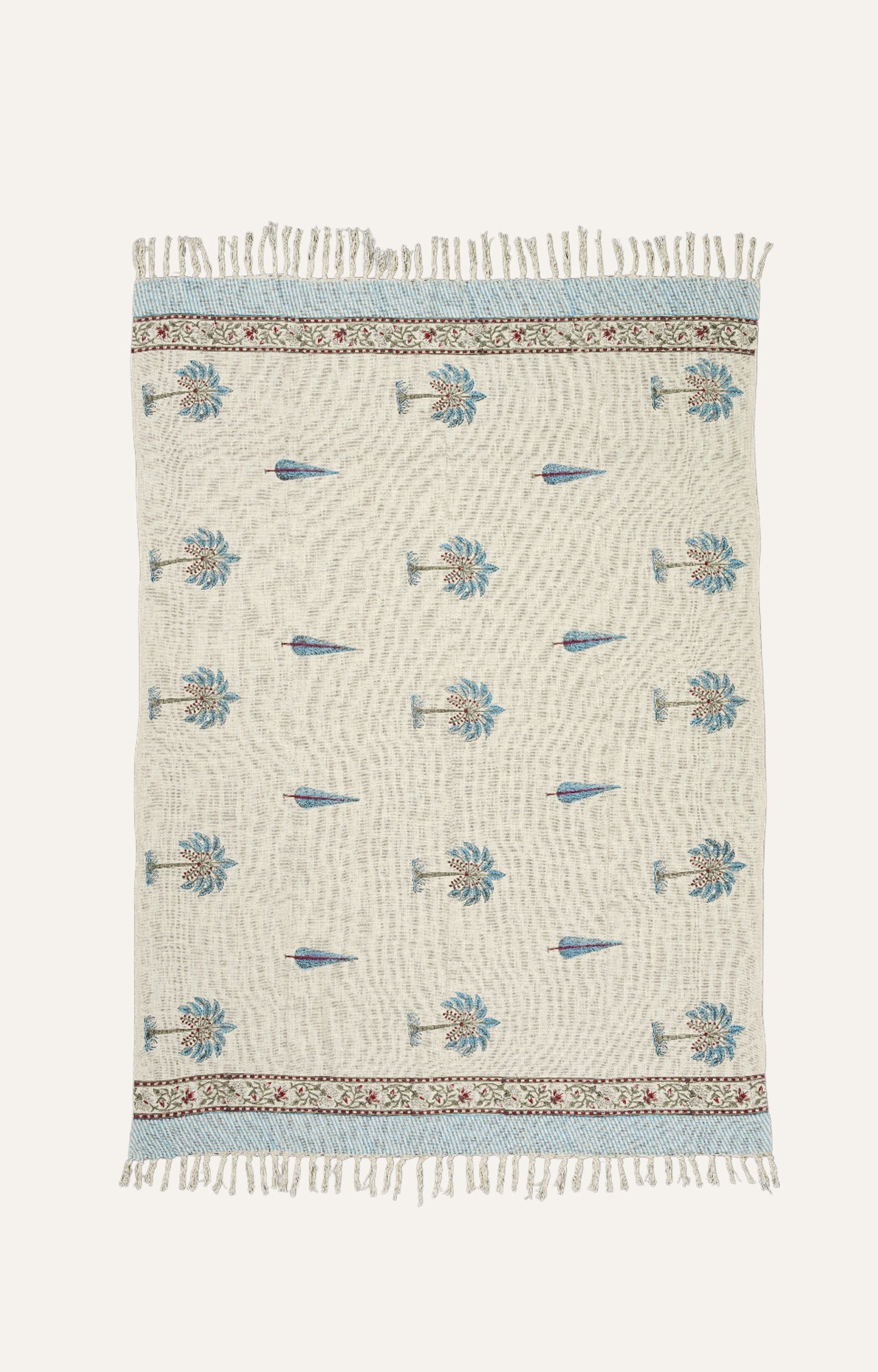 Blue wilderness block printed Throw