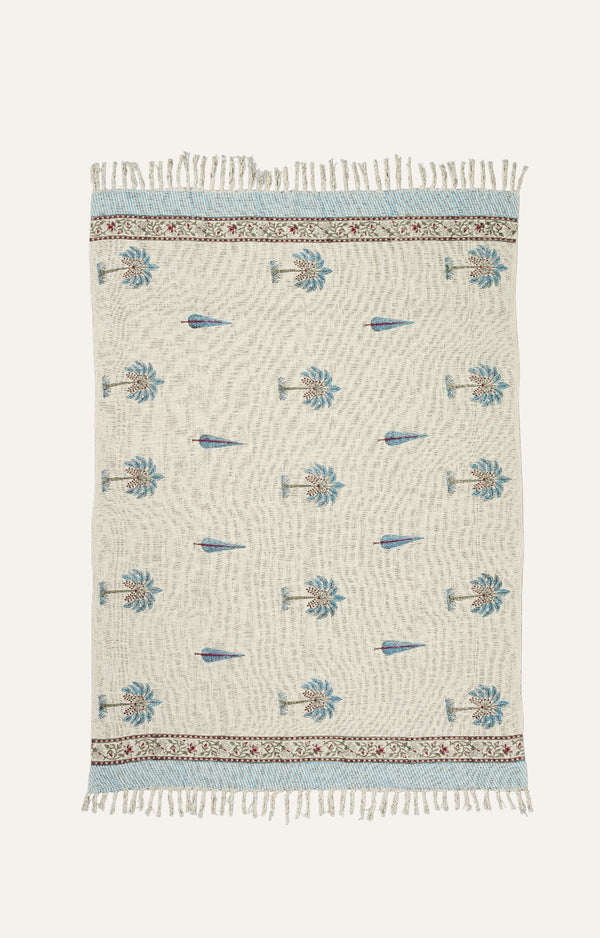 Blue wilderness block printed Throw