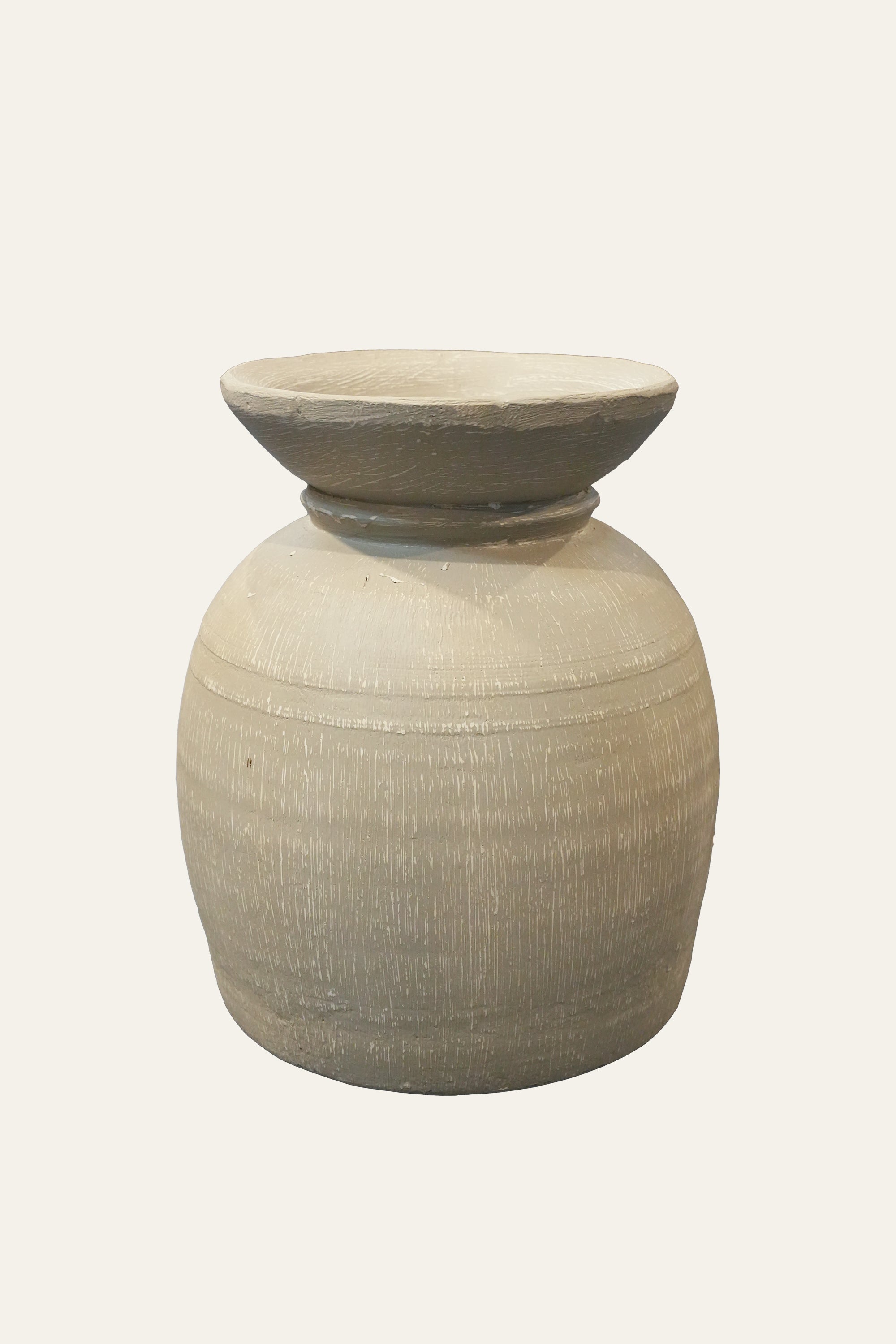 Light Brown Wooden Pot with Flared Rim