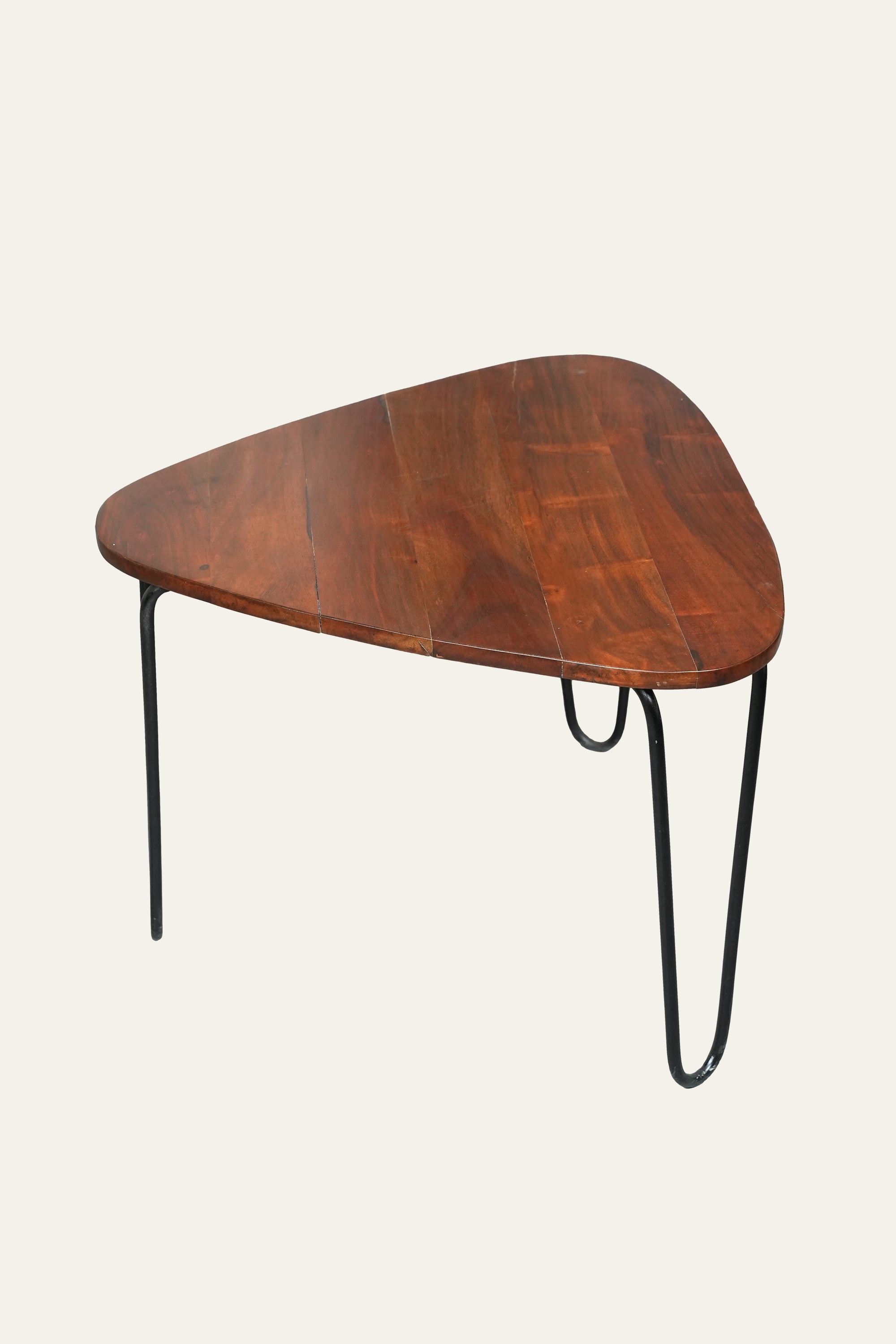 Triangle Wooden Nesting Tables with Hairpin Legs - Set of 2