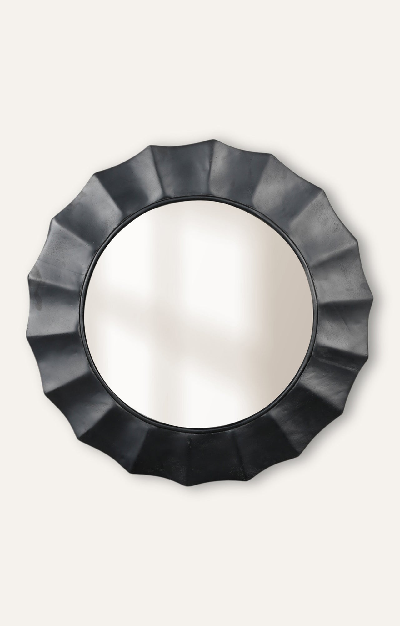 Modern Round Wall Mirror with Black Wood Frame