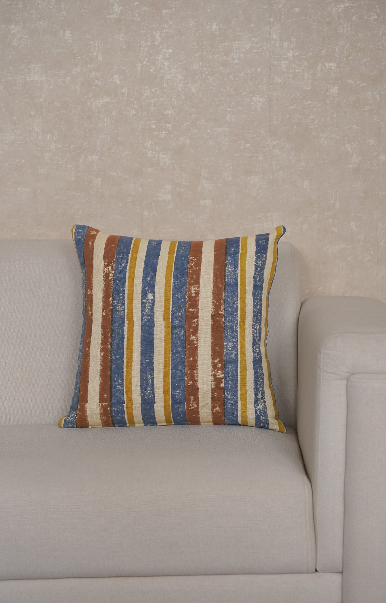 Earth-Tone Stripe Kantha Cushion Cover
