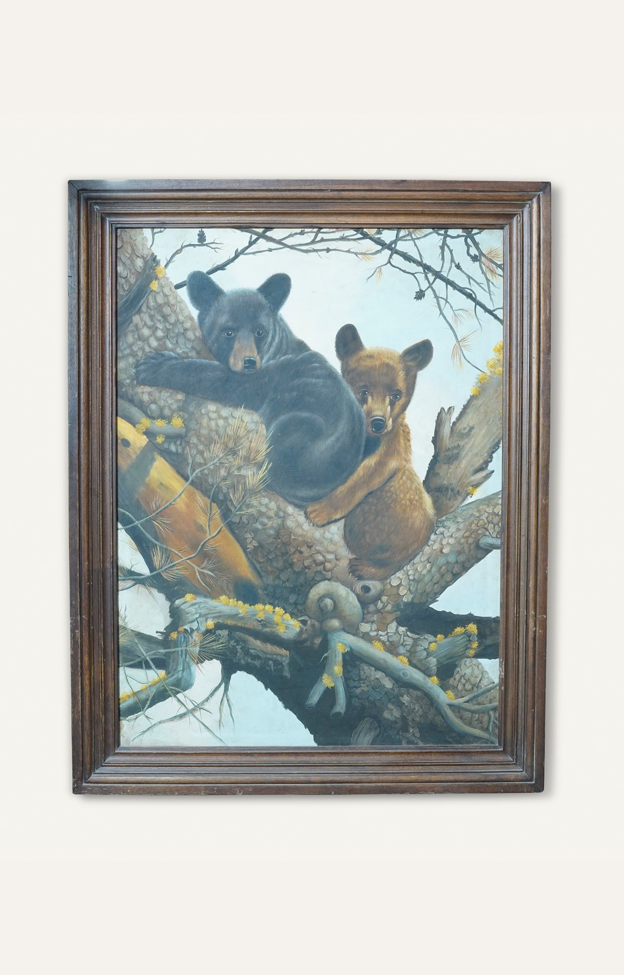 Playful Bear Cubs in a Tree Painting