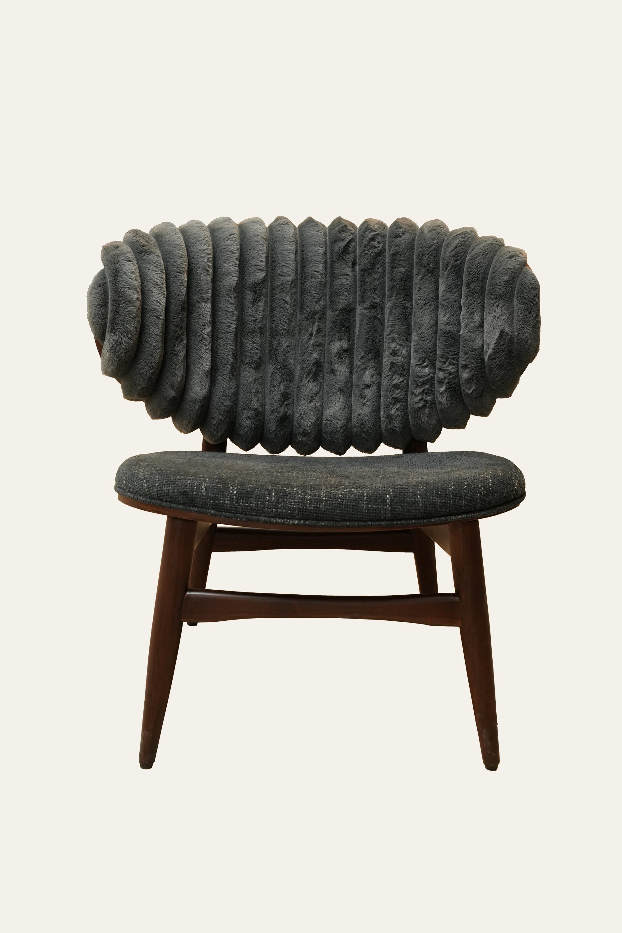 Grey Channel Tufted Accent Chair