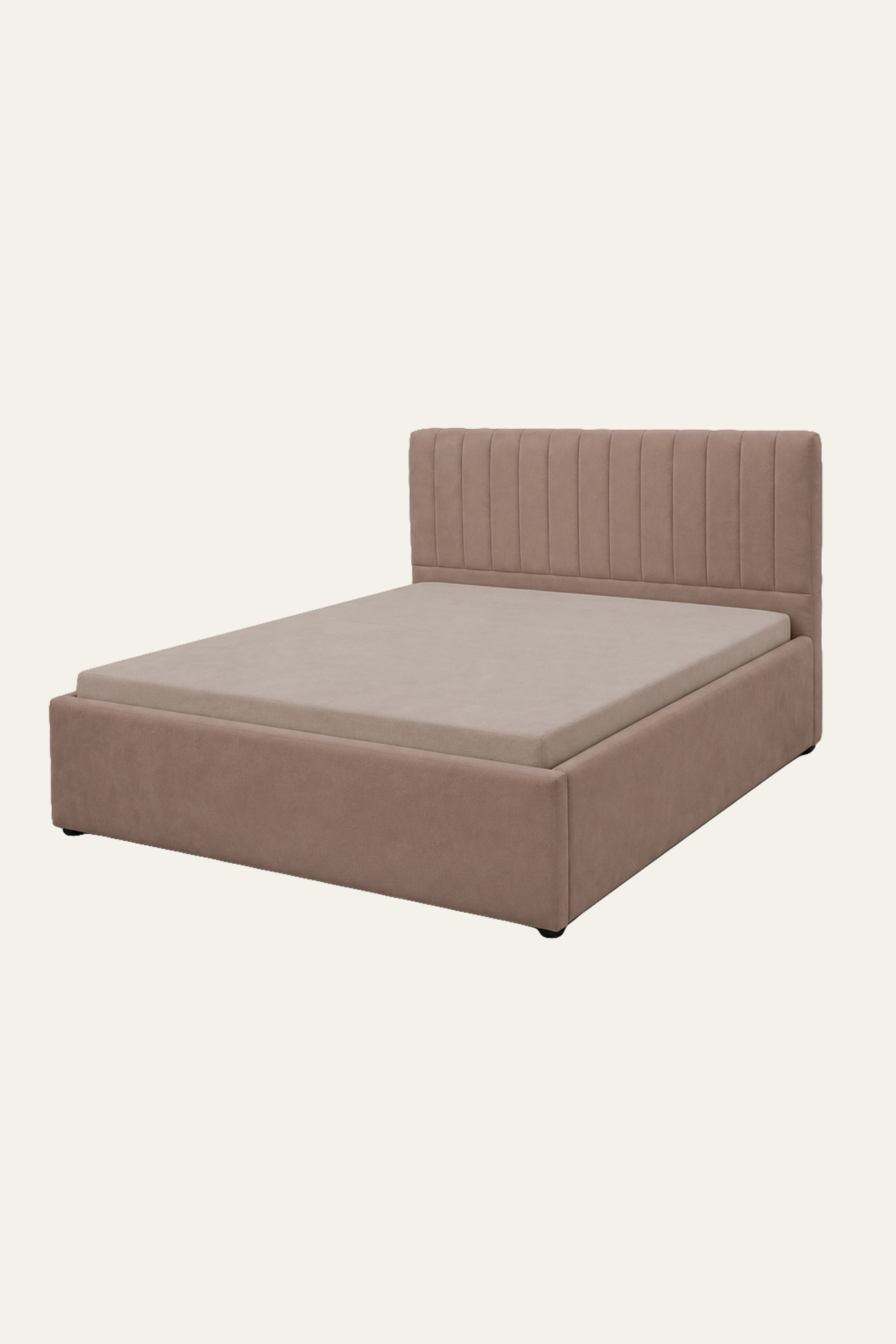 Brown Velvet Channel Tufted Bed for Modern Bedroom