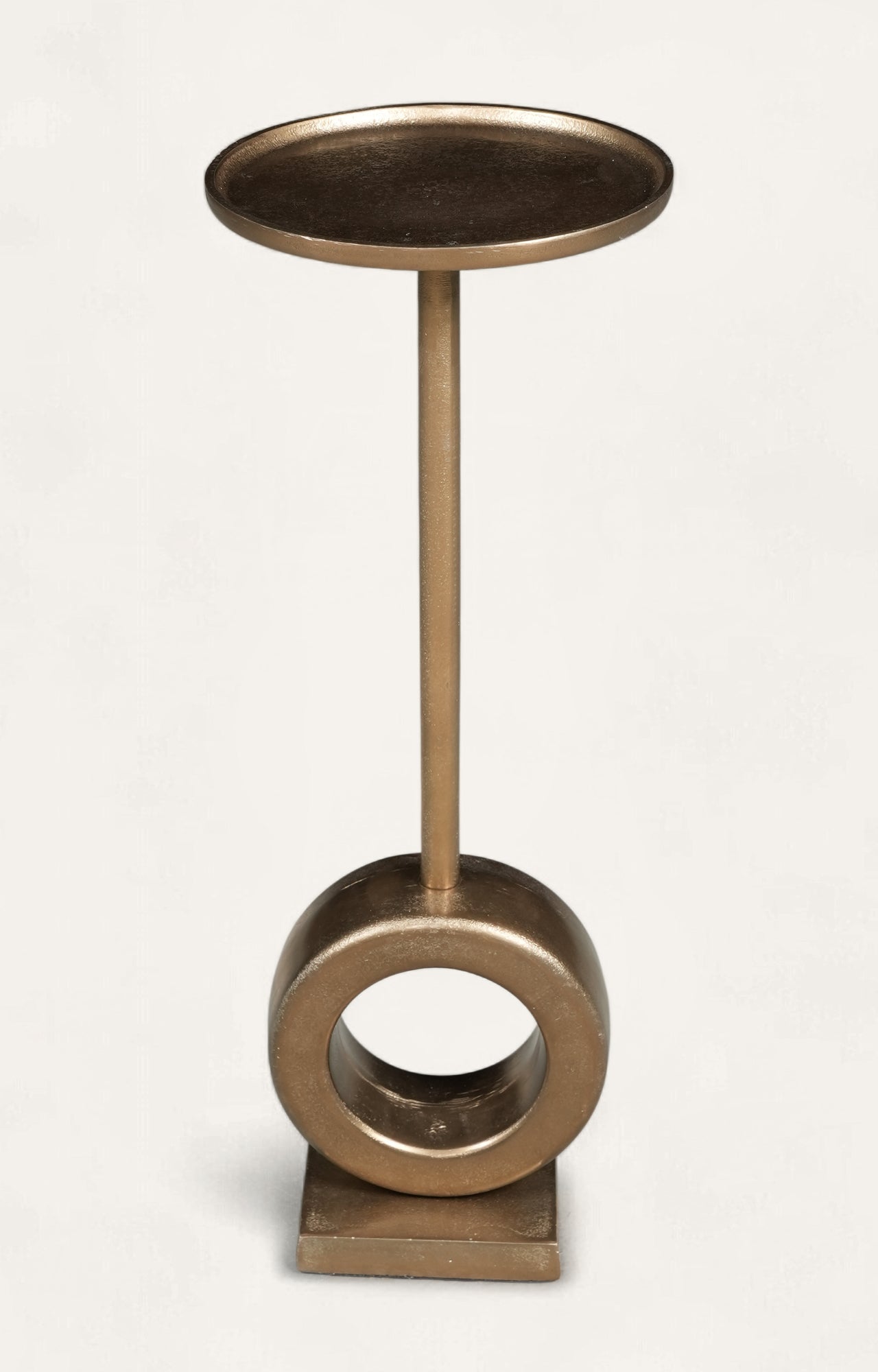 Modern Brass Pedestal Table with Open Ring Base