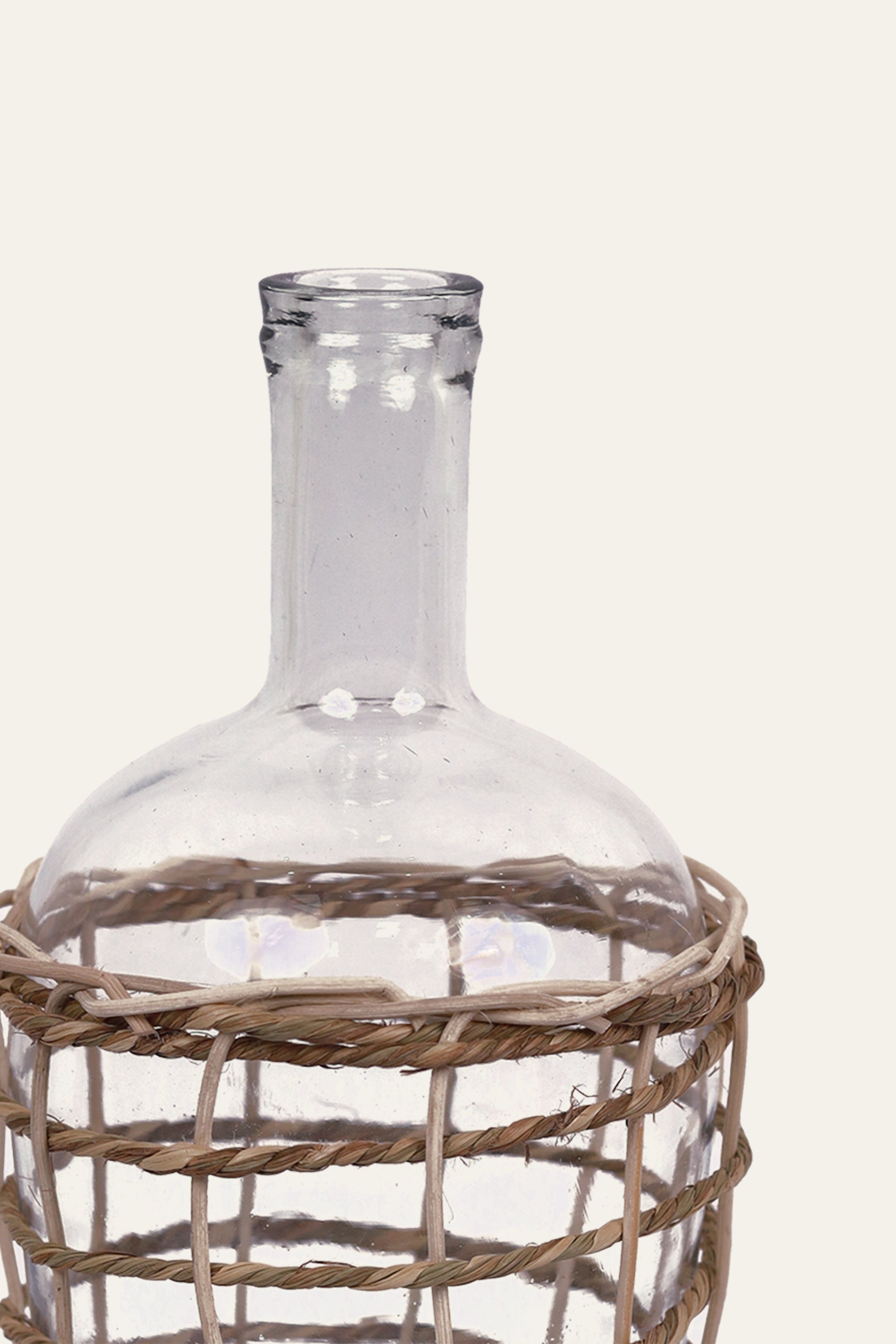 Handwoven Open Weave Clear Glass Bottle Vase - Petite