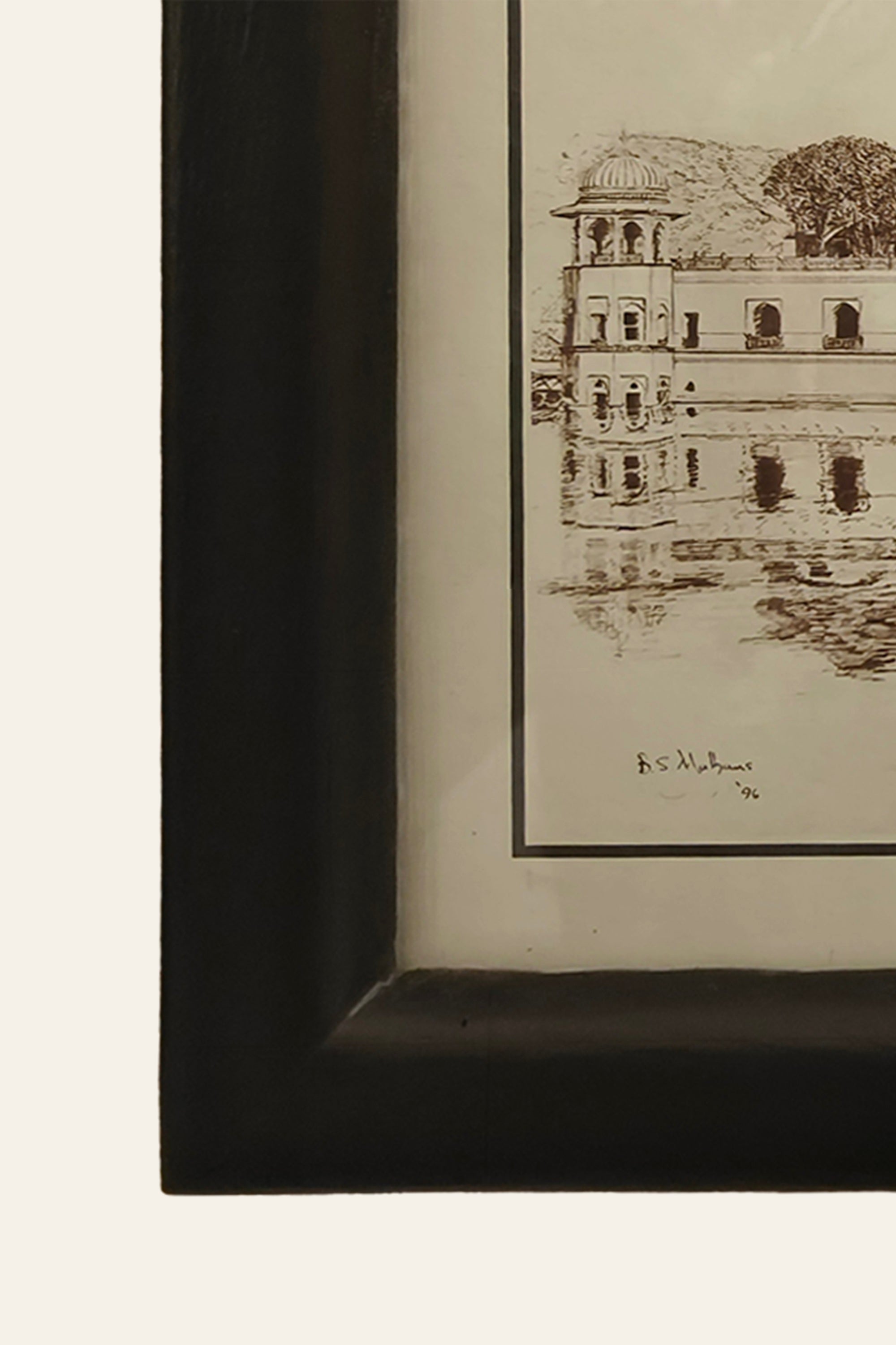 Jaipur Jal Mahal Sketch in Black Frame