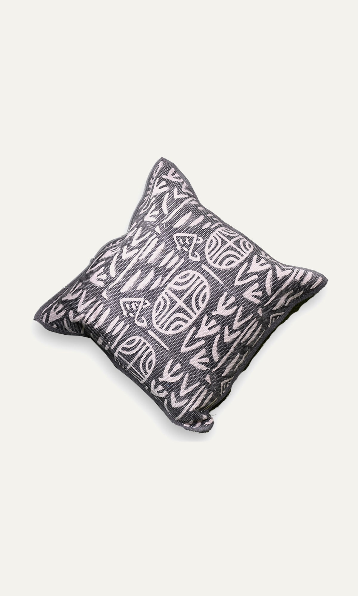 Washed Black Abstract Printed Cotton Cushion Cover